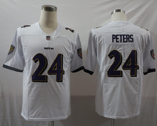 Men's Baltimore Ravens Marcus Peters #24 White Game Jerseys