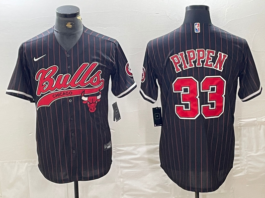 Men's Chicago Bulls Scottie Pippen #33 Black Replica Player Jersey
