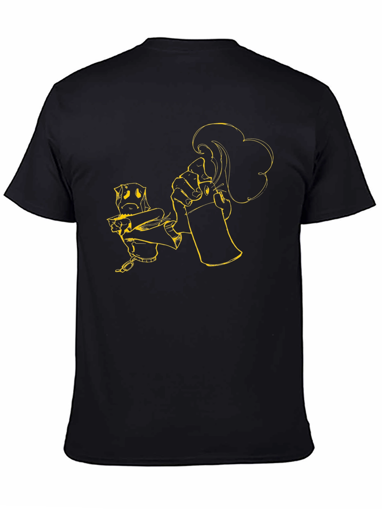 Black Tee with Graffiti Art
