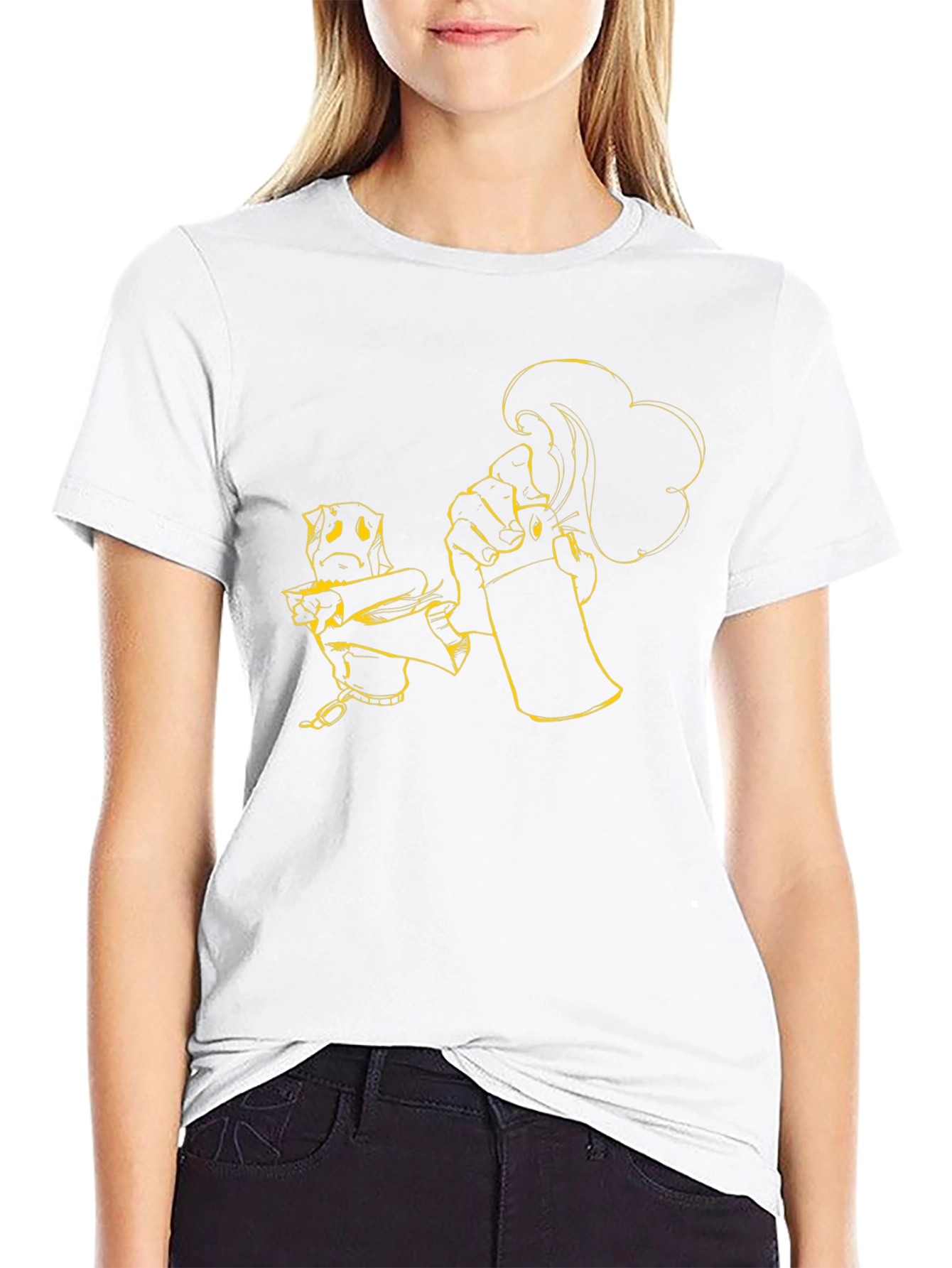 Black Tee with Graffiti Art