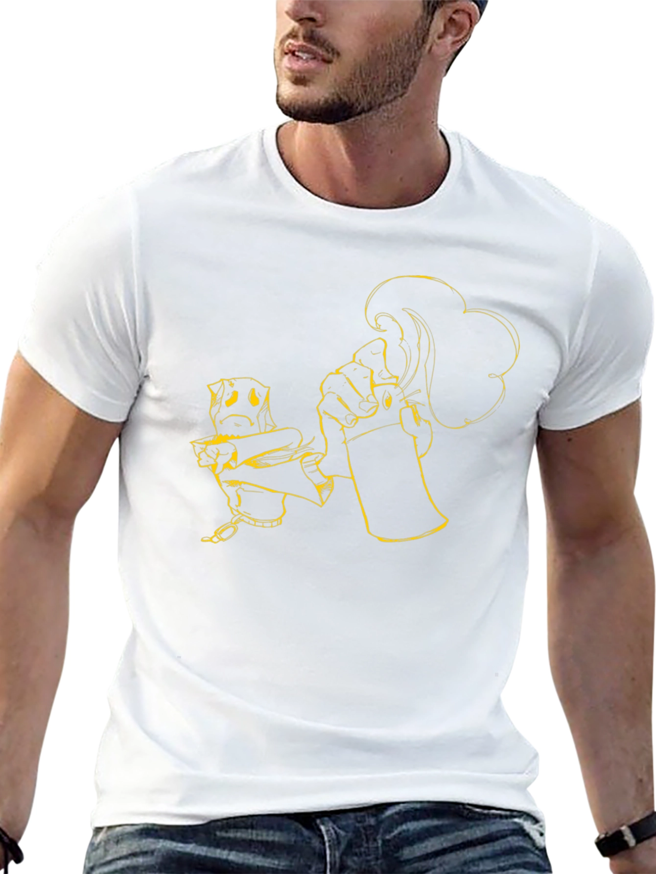 Black Tee with Graffiti Art
