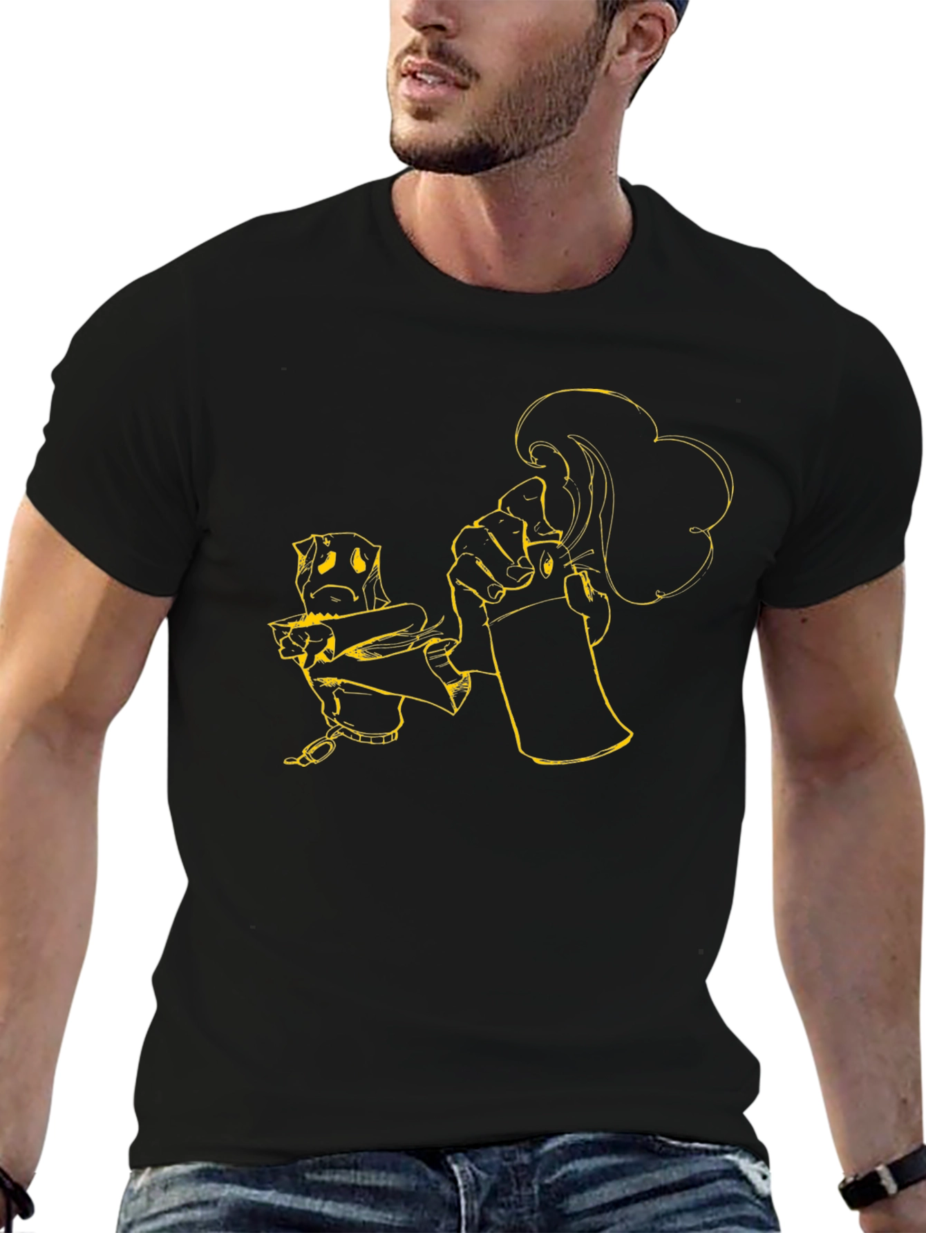 Black Tee with Graffiti Art