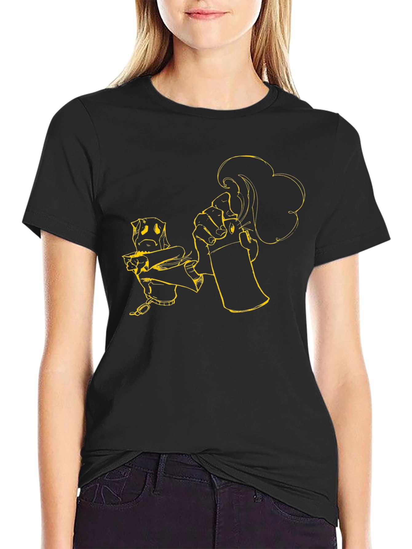 Black Tee with Graffiti Art