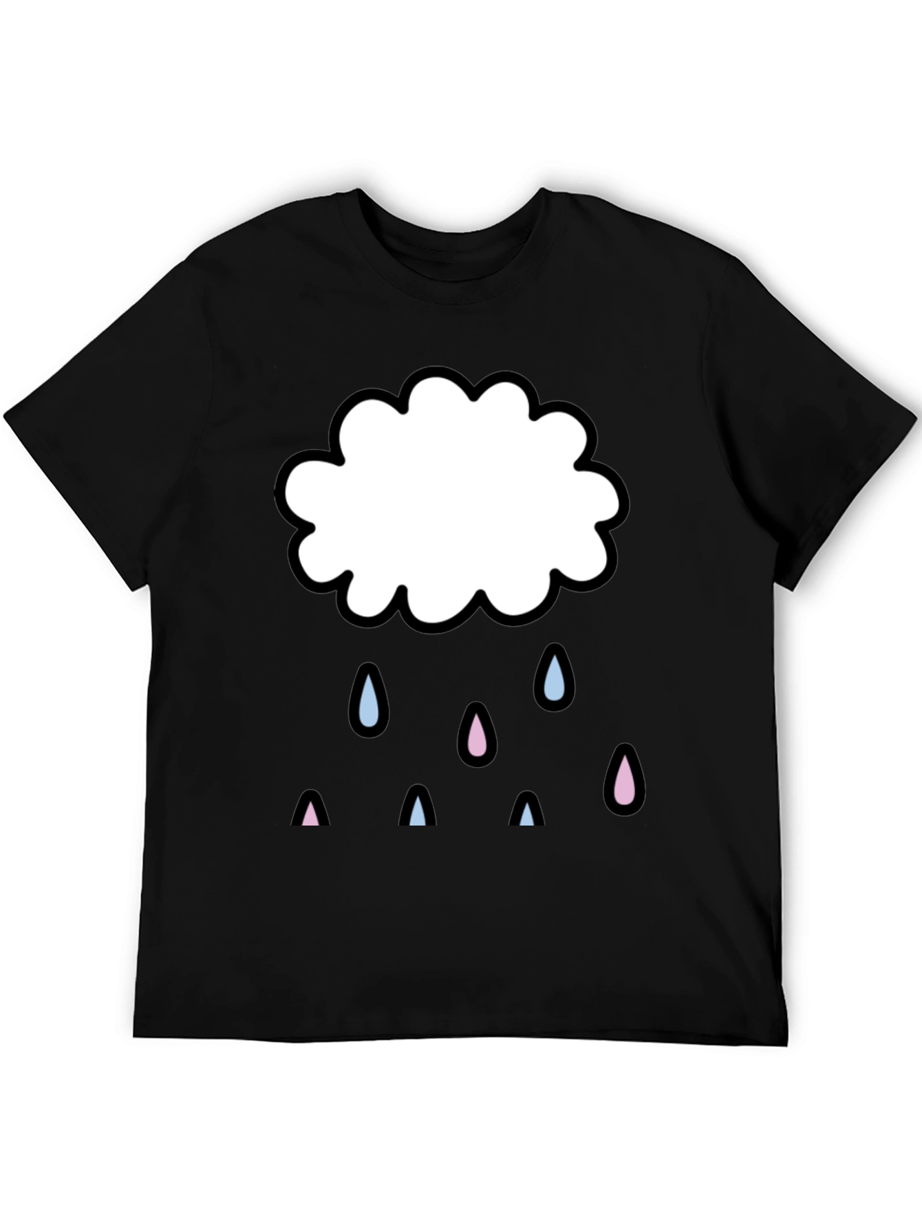 Cute Cloud Graphic Print Black T-Shirt