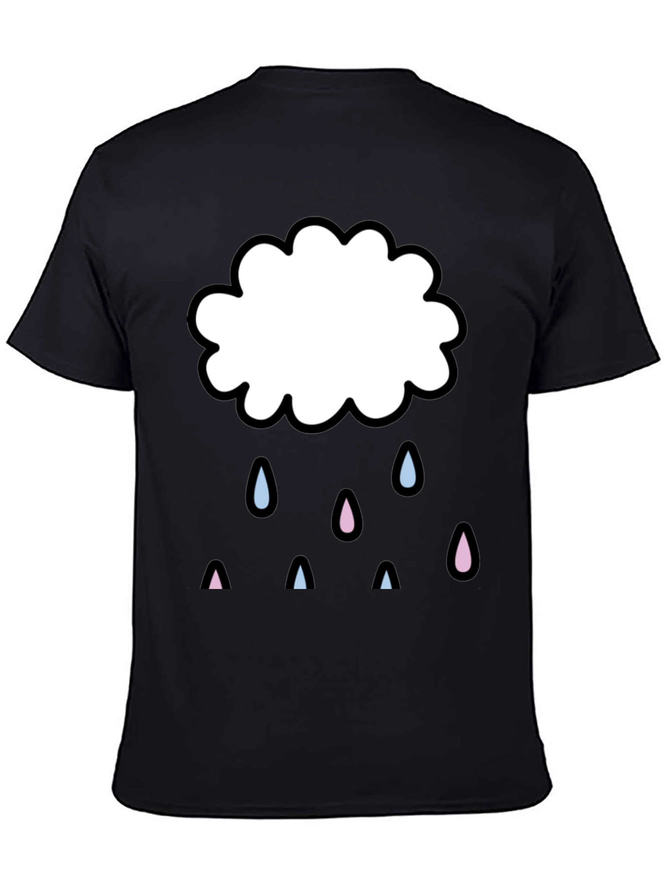 Cute Cloud Graphic Print Black T-Shirt