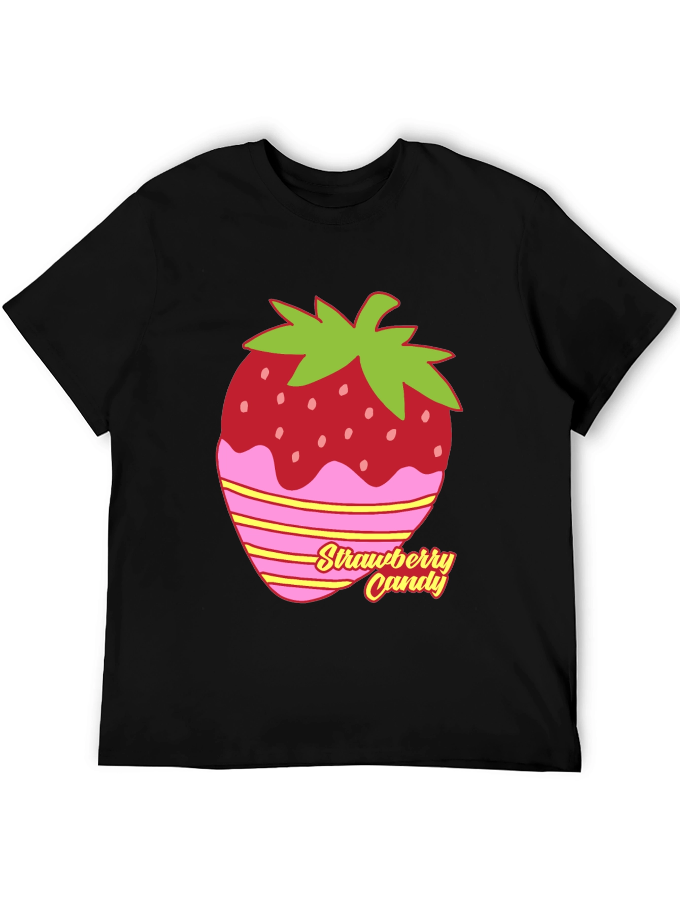 Strawberry Candy Graphic Tee - Black Cotton Blend