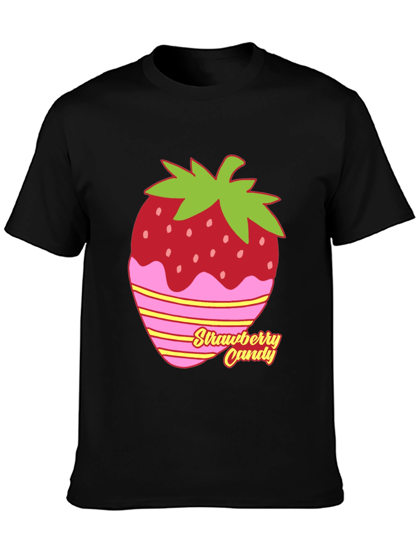 Strawberry Candy Graphic Tee - Black Cotton Blend
