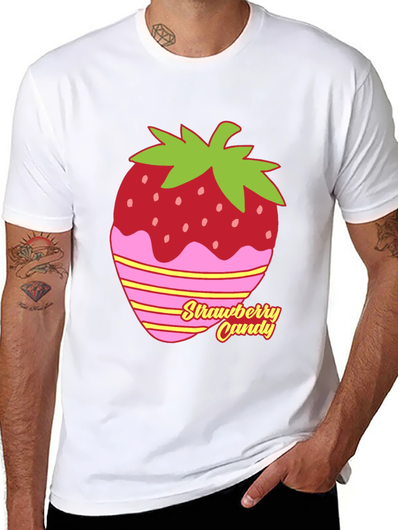 Strawberry Candy Graphic Tee - Black Cotton Blend