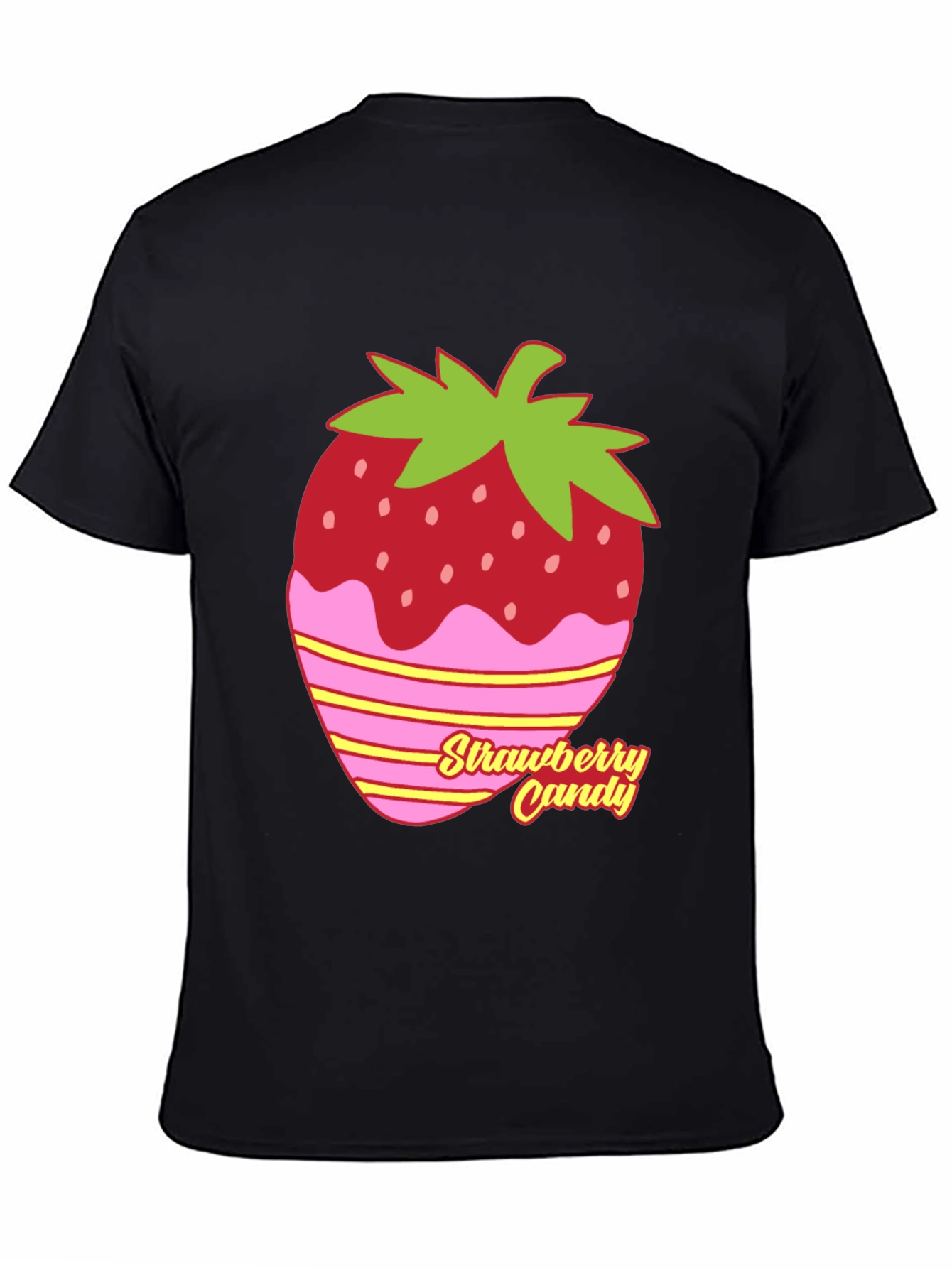 Strawberry Candy Graphic Tee - Black Cotton Blend