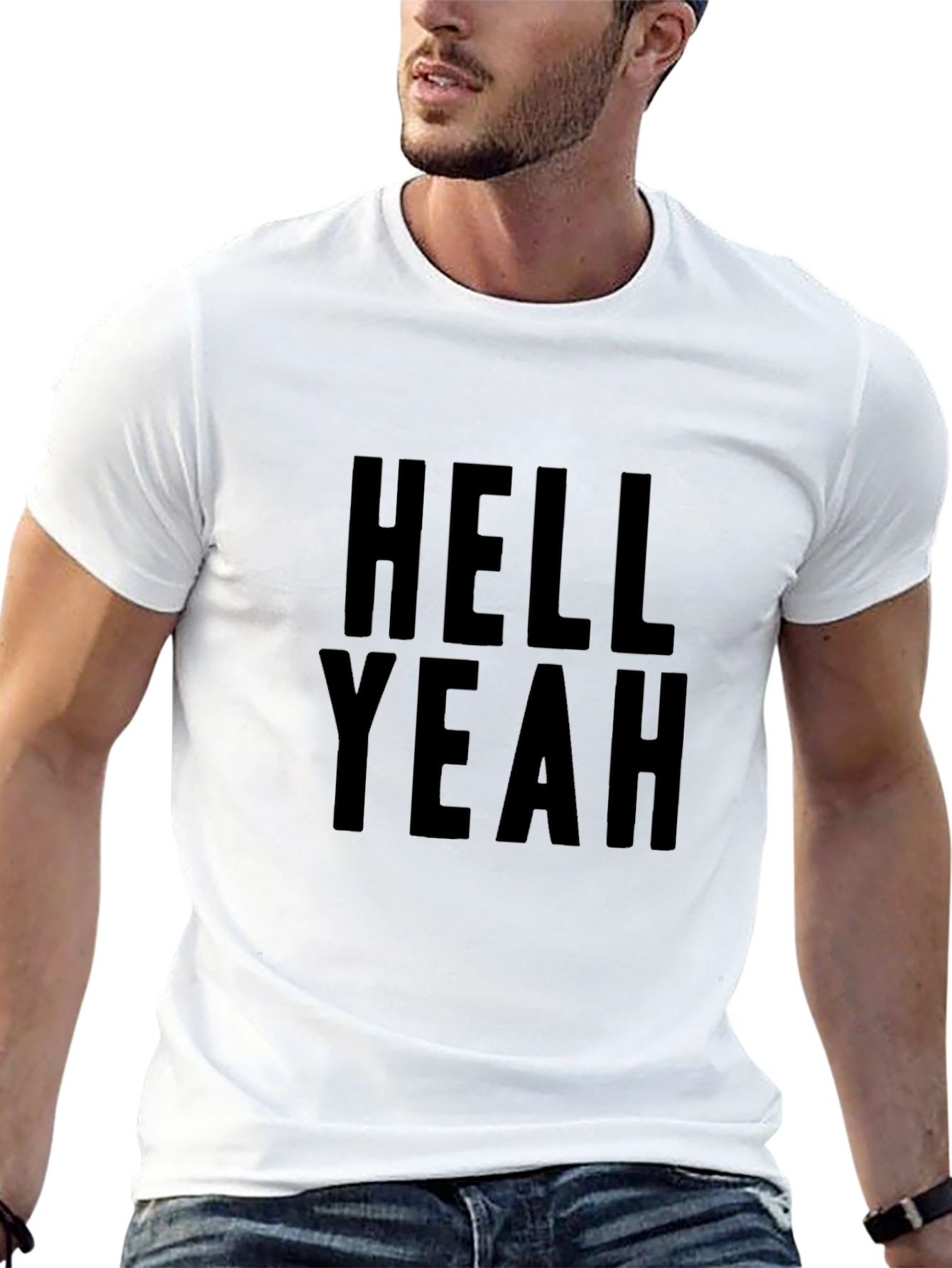 Hell Yeah! Graphic Print T-Shirt - Black