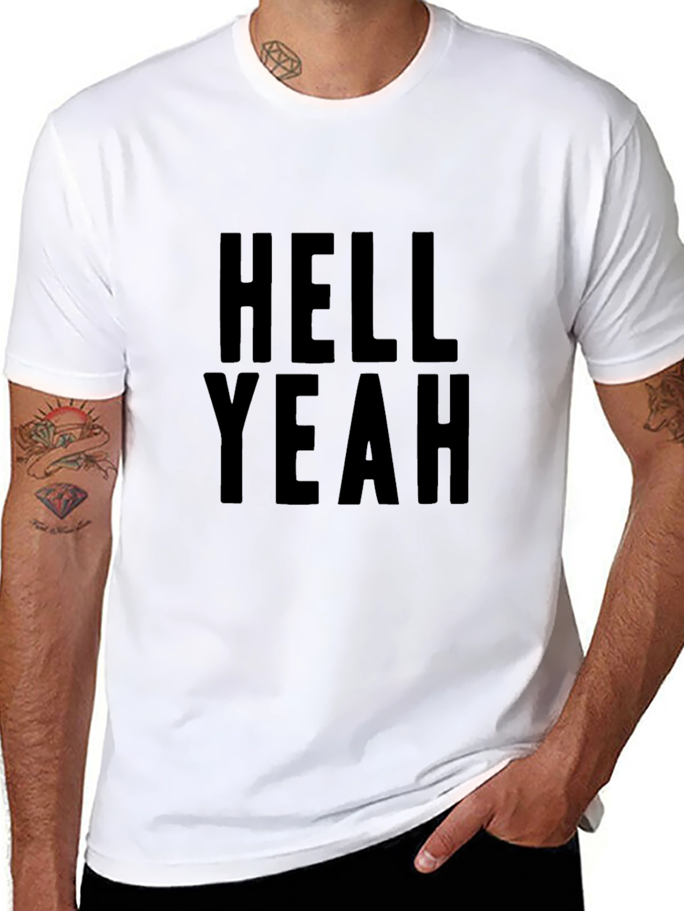 Hell Yeah! Graphic Print T-Shirt - Black