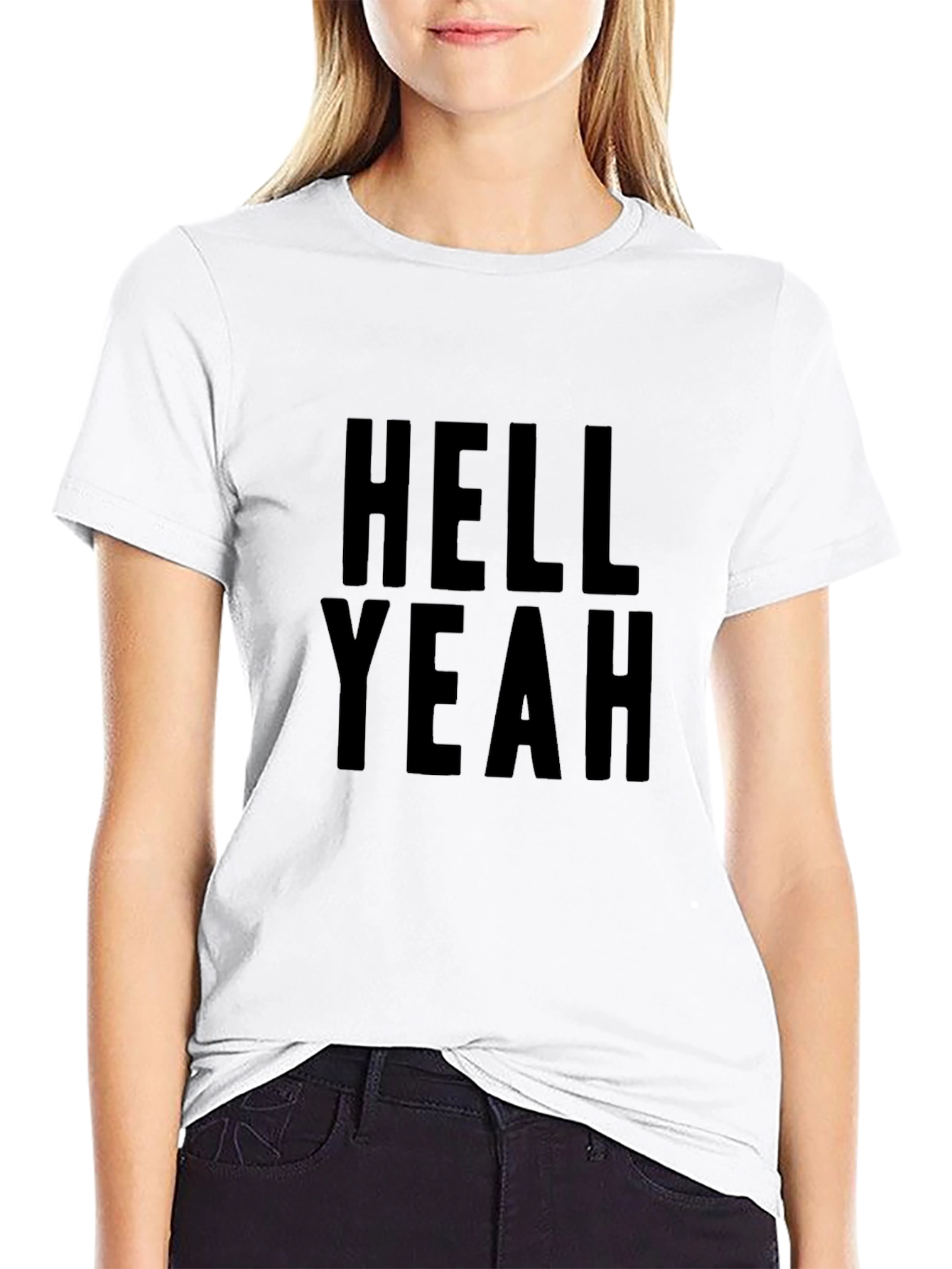 Hell Yeah! Graphic Print T-Shirt - Black
