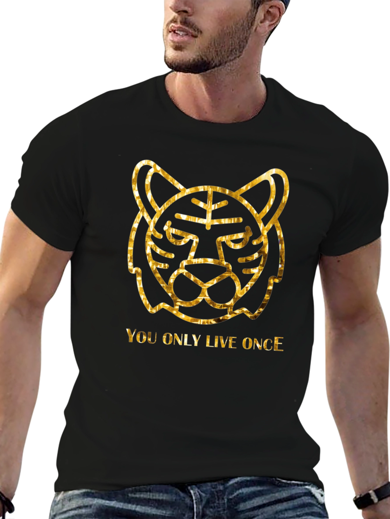 YOLO Tiger Graphic Tee - Black