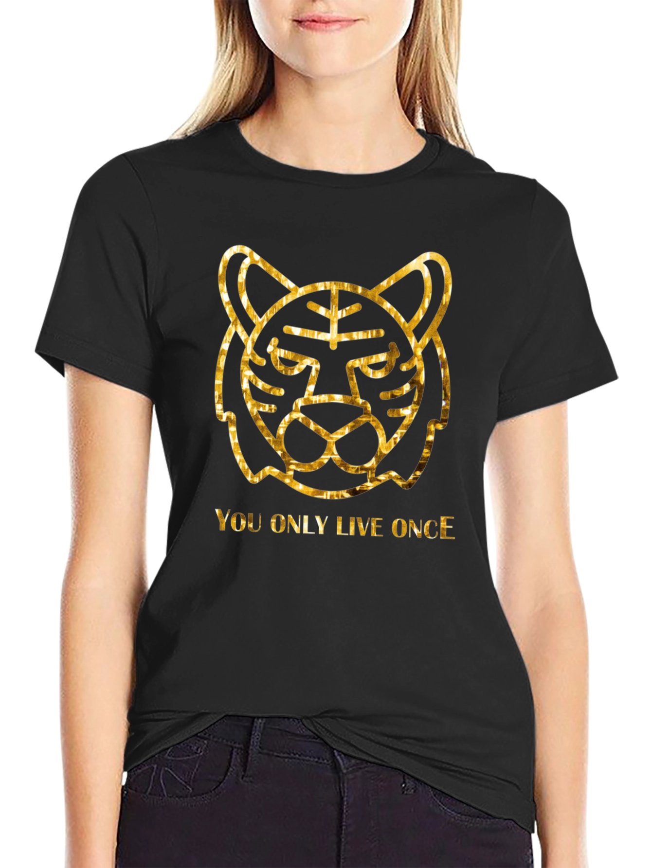 YOLO Tiger Graphic Tee - Black