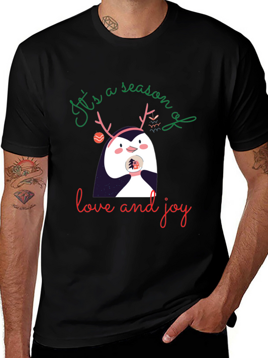Festive Penguin Season of Love and Joy Graphic Tee