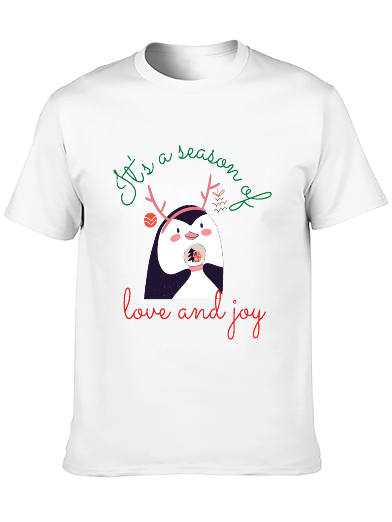 Festive Penguin Season of Love and Joy Graphic Tee