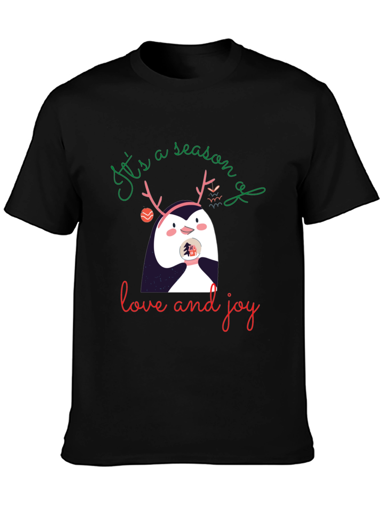 Festive Penguin Season of Love and Joy Graphic Tee