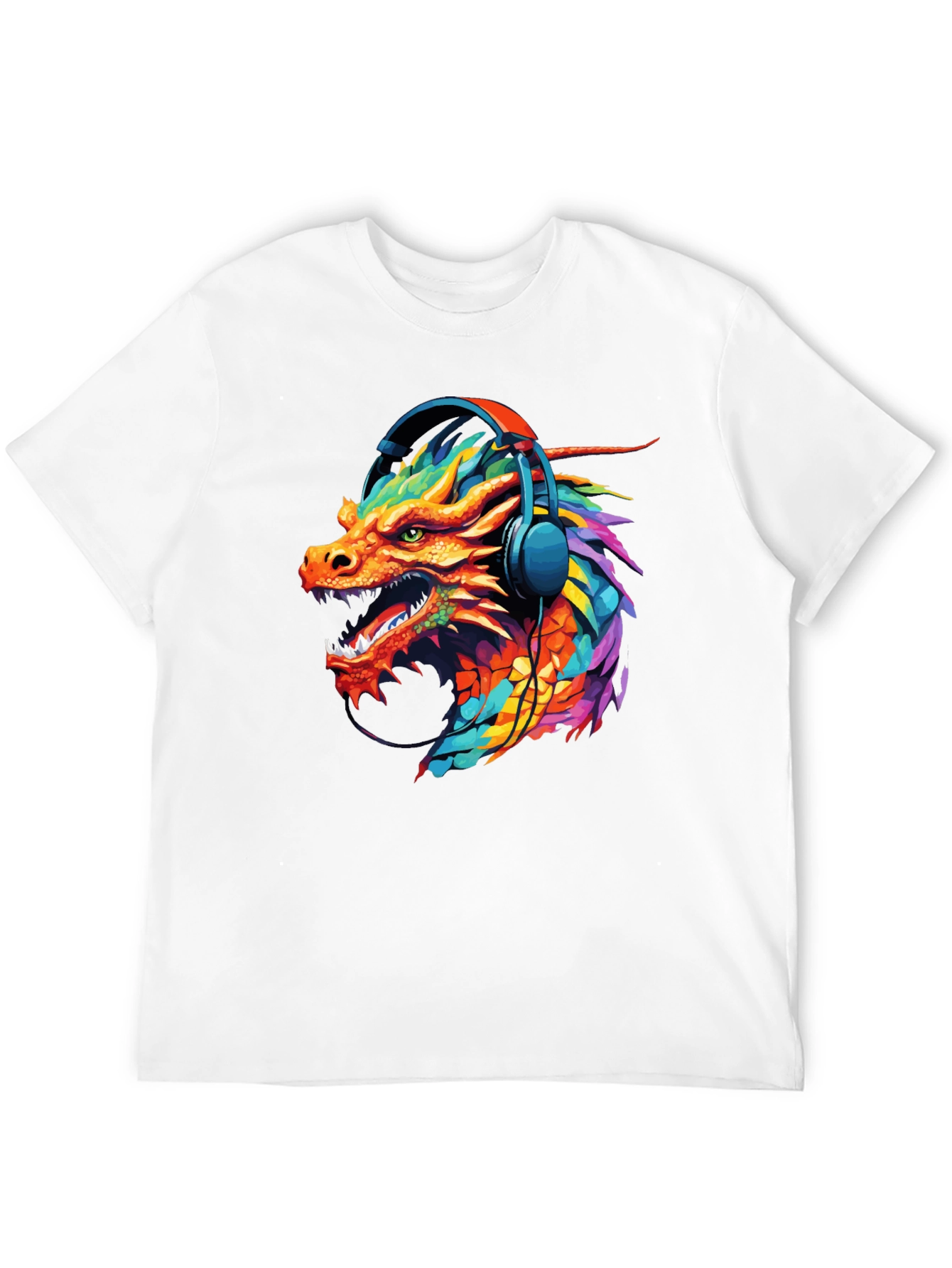 Dragon Headphone Graphic Black T-Shirt