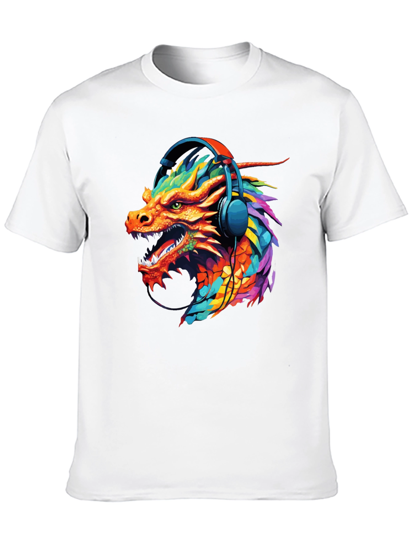 Dragon Headphone Graphic Black T-Shirt