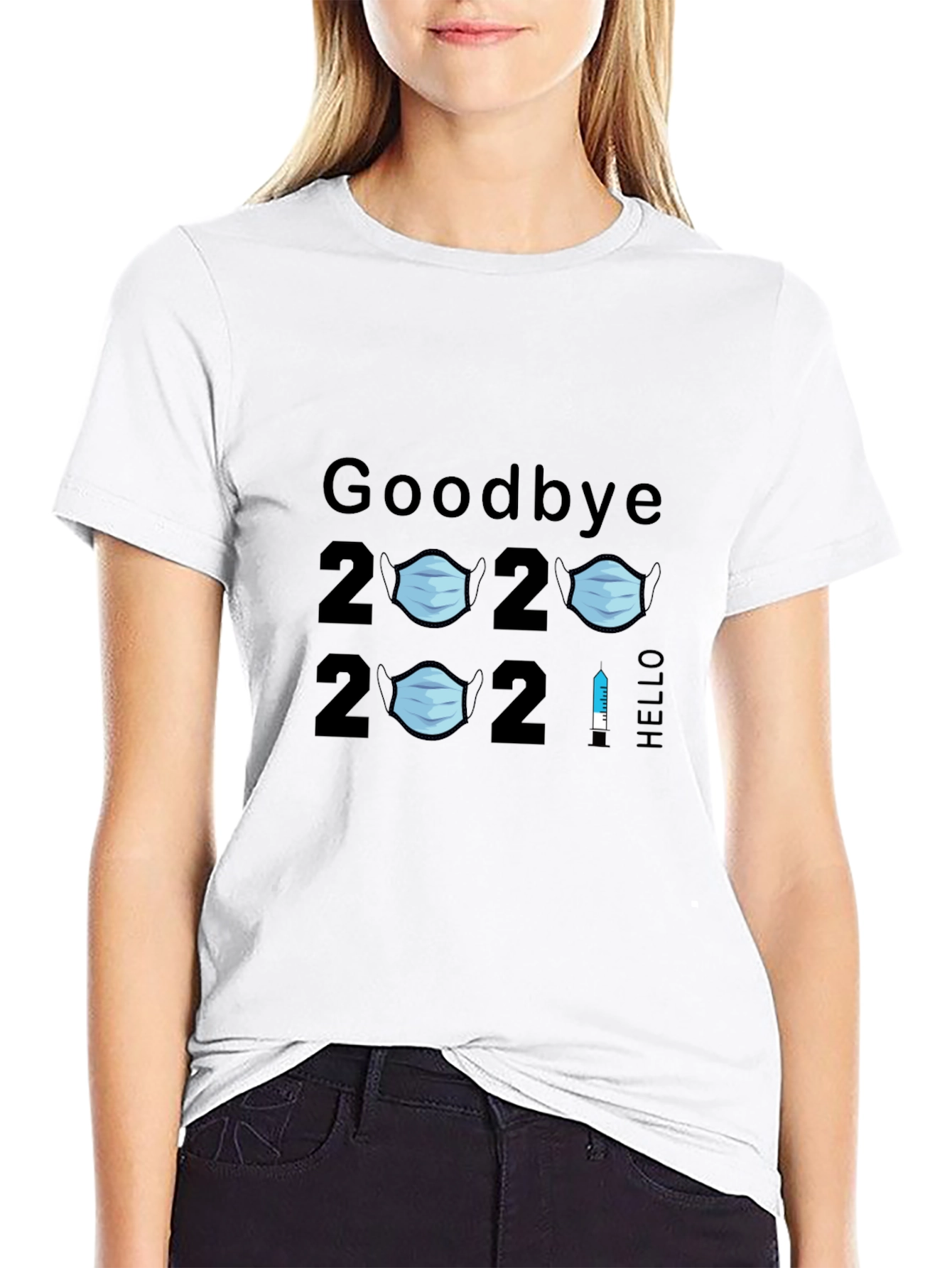 Goodbye 2020 Hello 2021 T-Shirt Funny Mask Vaccine Tee