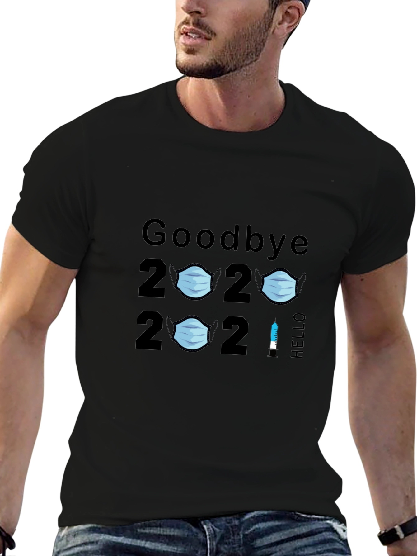 Goodbye 2020 Hello 2021 T-Shirt Funny Mask Vaccine Tee