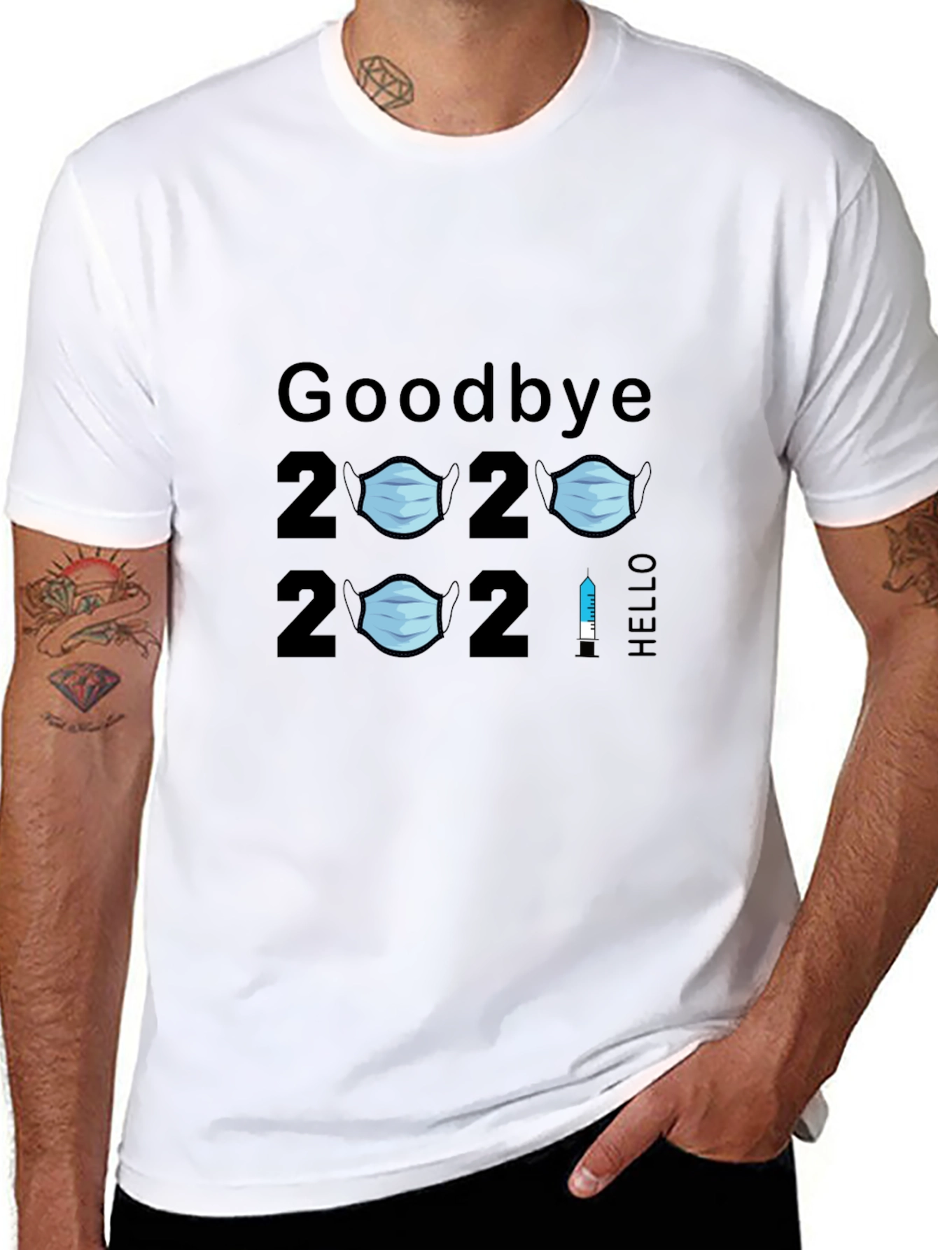 Goodbye 2020 Hello 2021 T-Shirt Funny Mask Vaccine Tee
