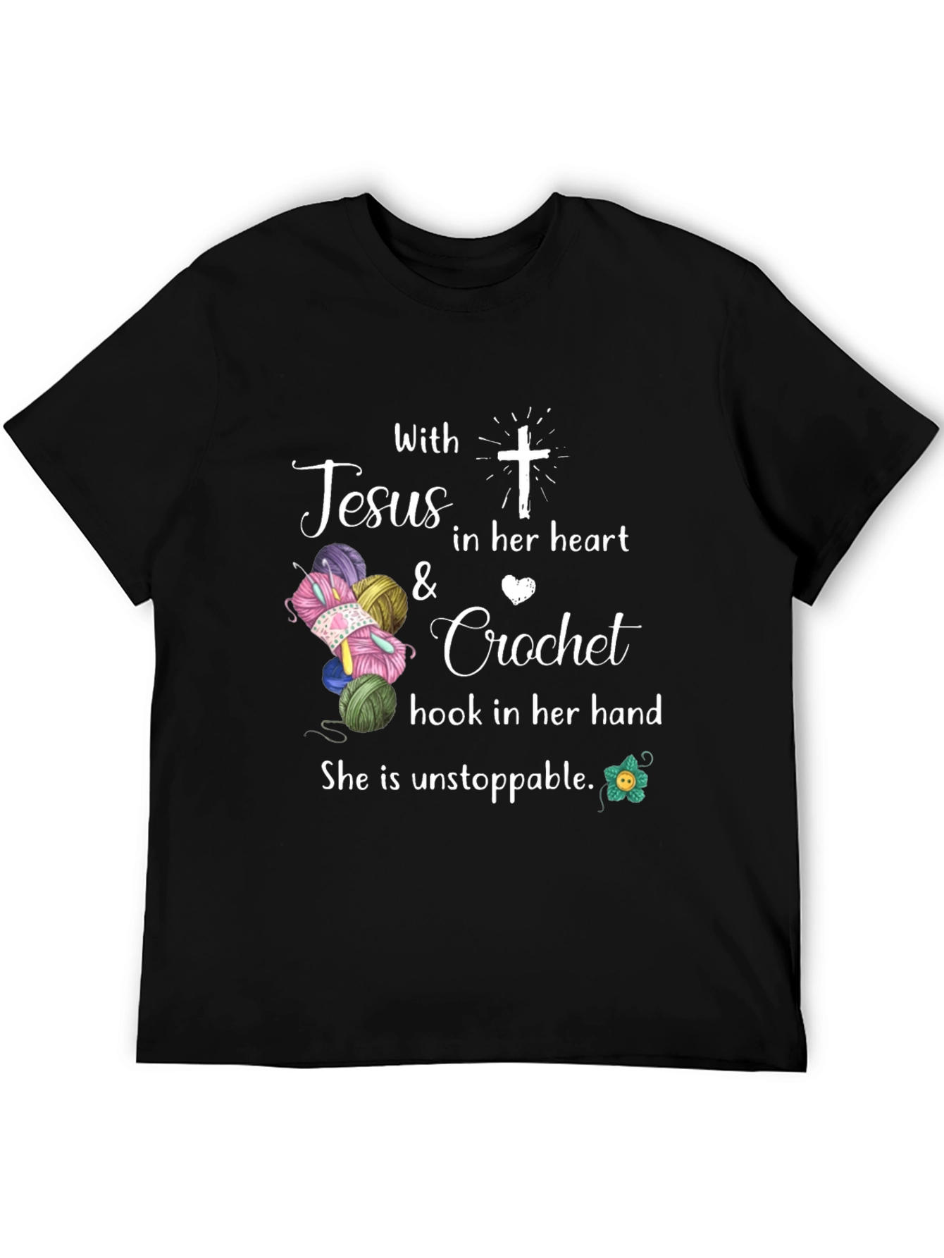 Jesus Crochet T-Shirt - Unstoppable Faith & Crafting
