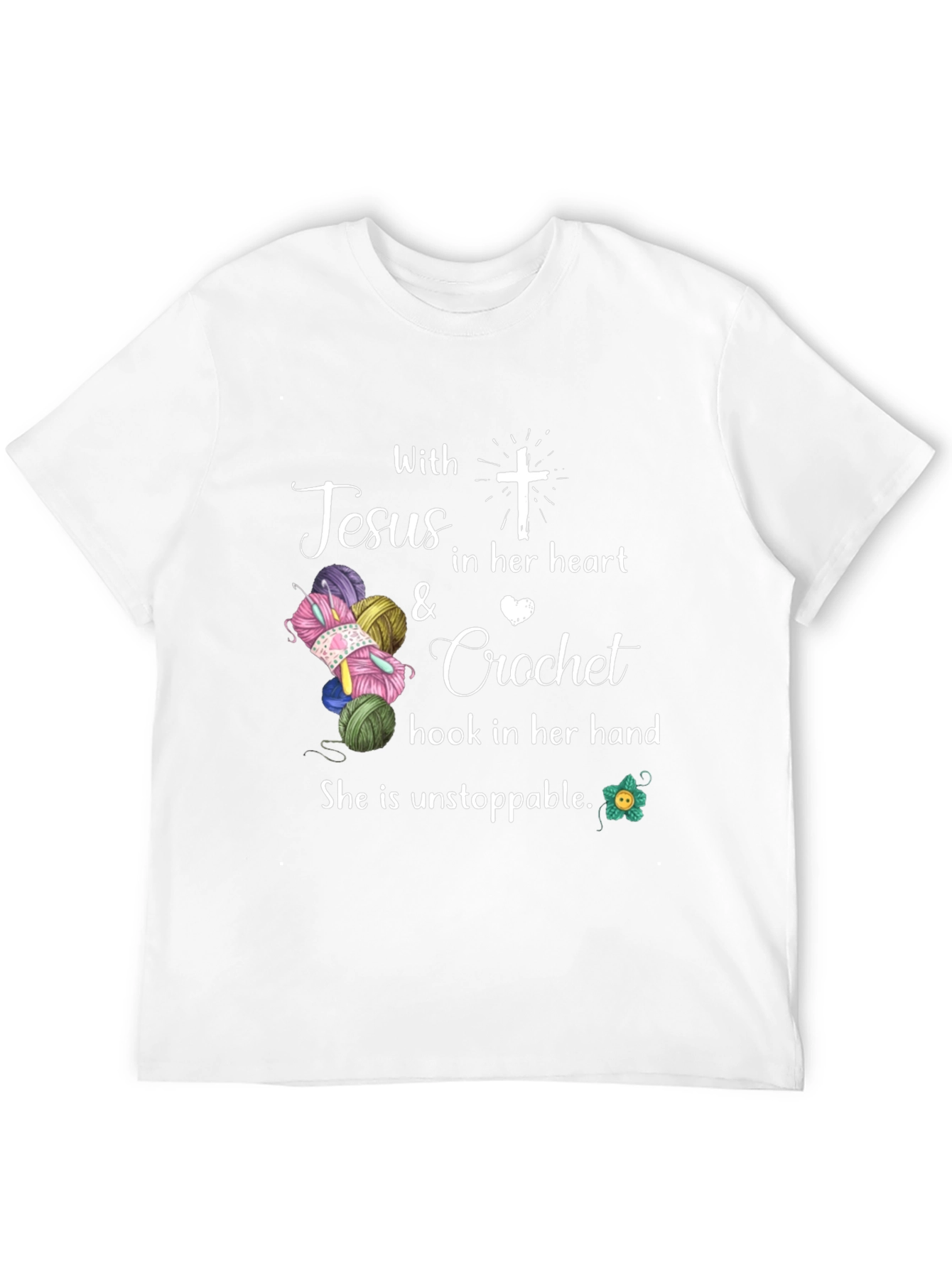 Jesus Crochet T-Shirt - Unstoppable Faith & Crafting