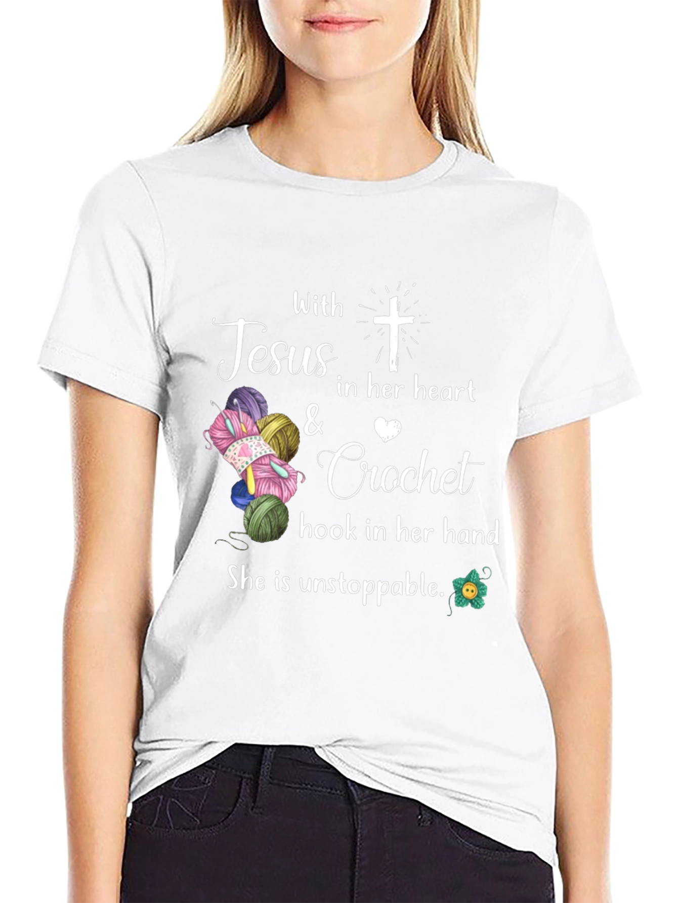 Jesus Crochet T-Shirt - Unstoppable Faith & Crafting