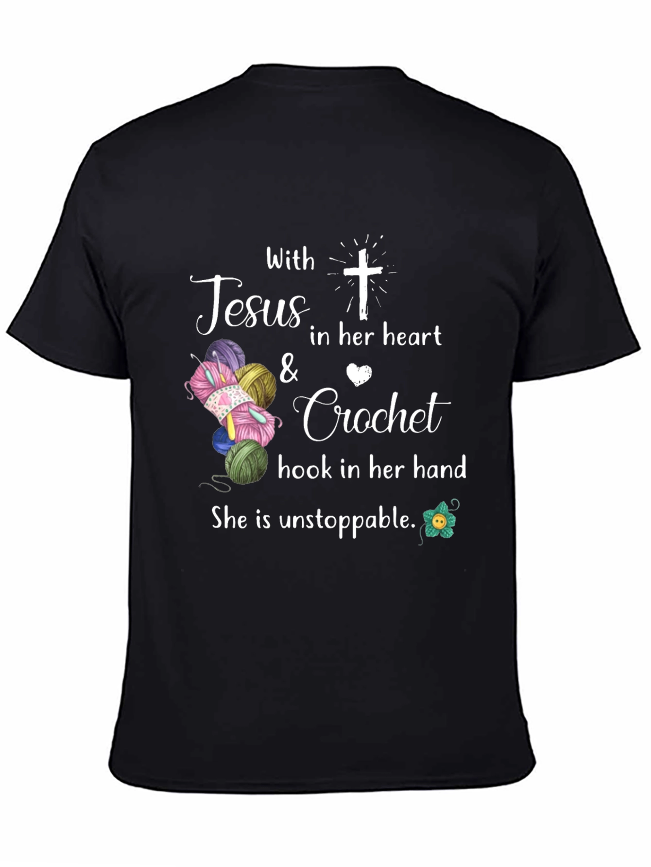 Jesus Crochet T-Shirt - Unstoppable Faith & Crafting