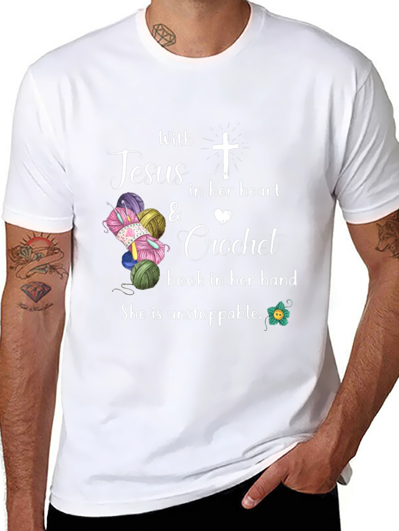 Jesus Crochet T-Shirt - Unstoppable Faith & Crafting