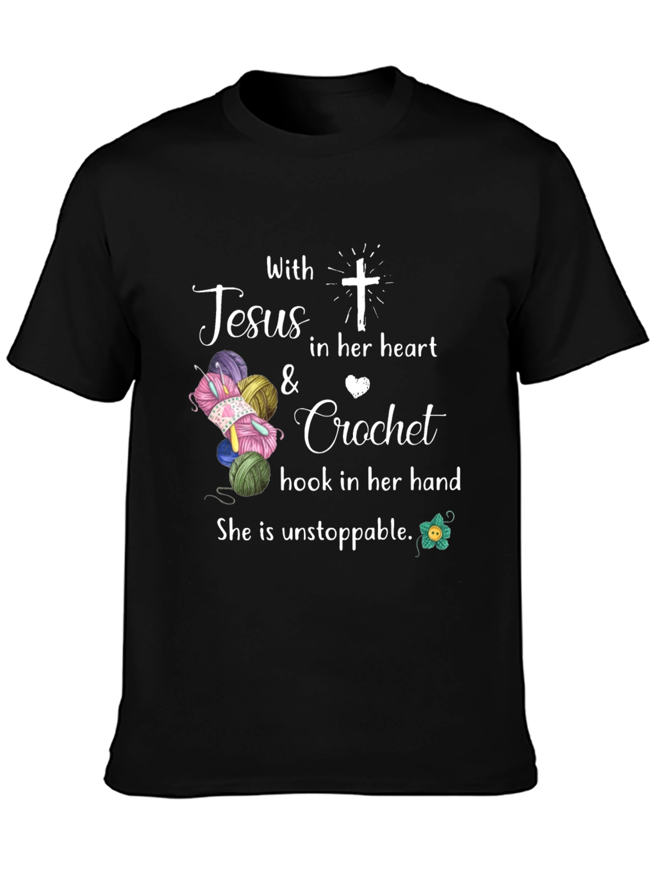 Jesus Crochet T-Shirt - Unstoppable Faith & Crafting