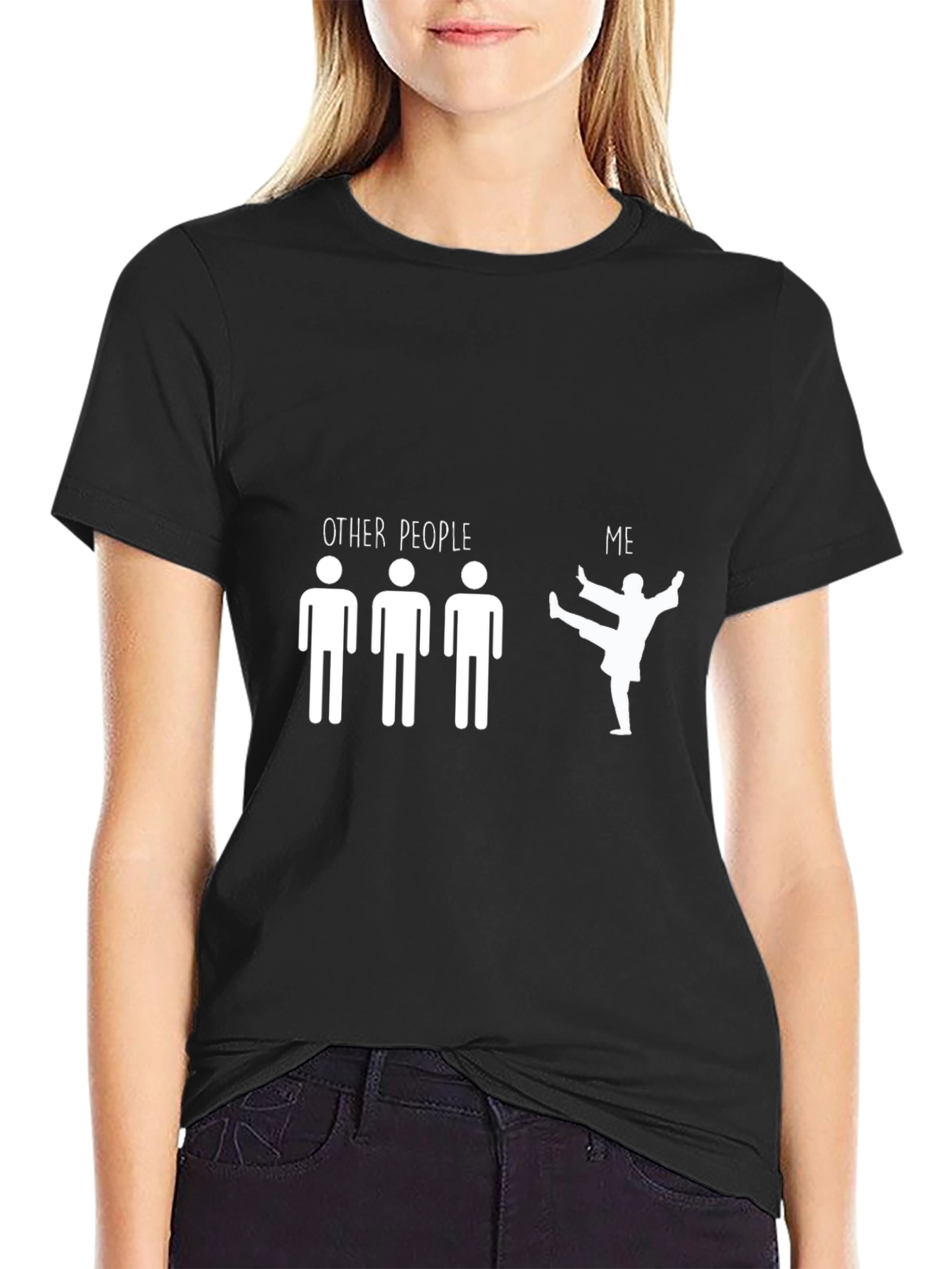 Humorous Martial Arts Graphic T-Shirt - Black