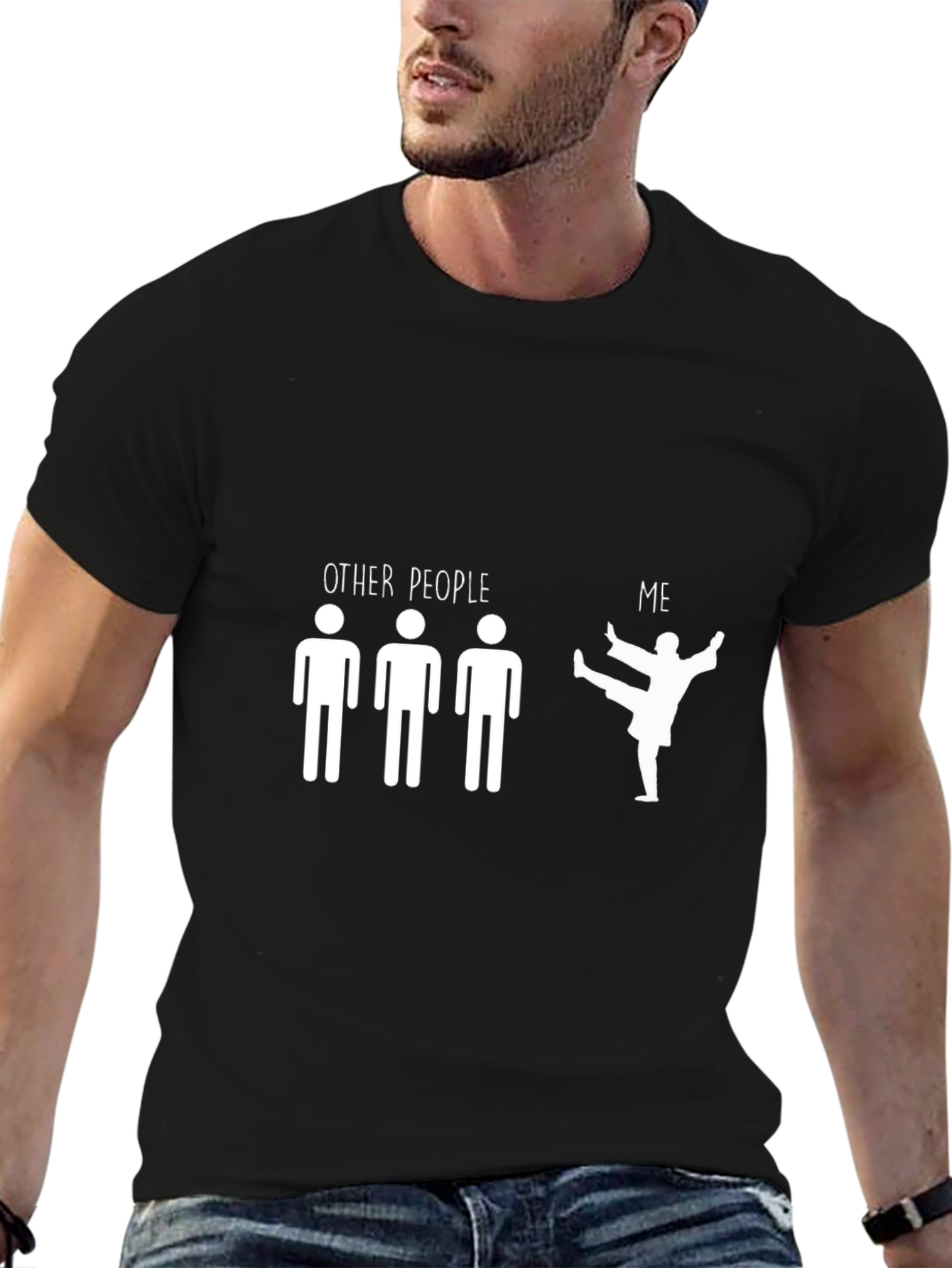 Humorous Martial Arts Graphic T-Shirt - Black
