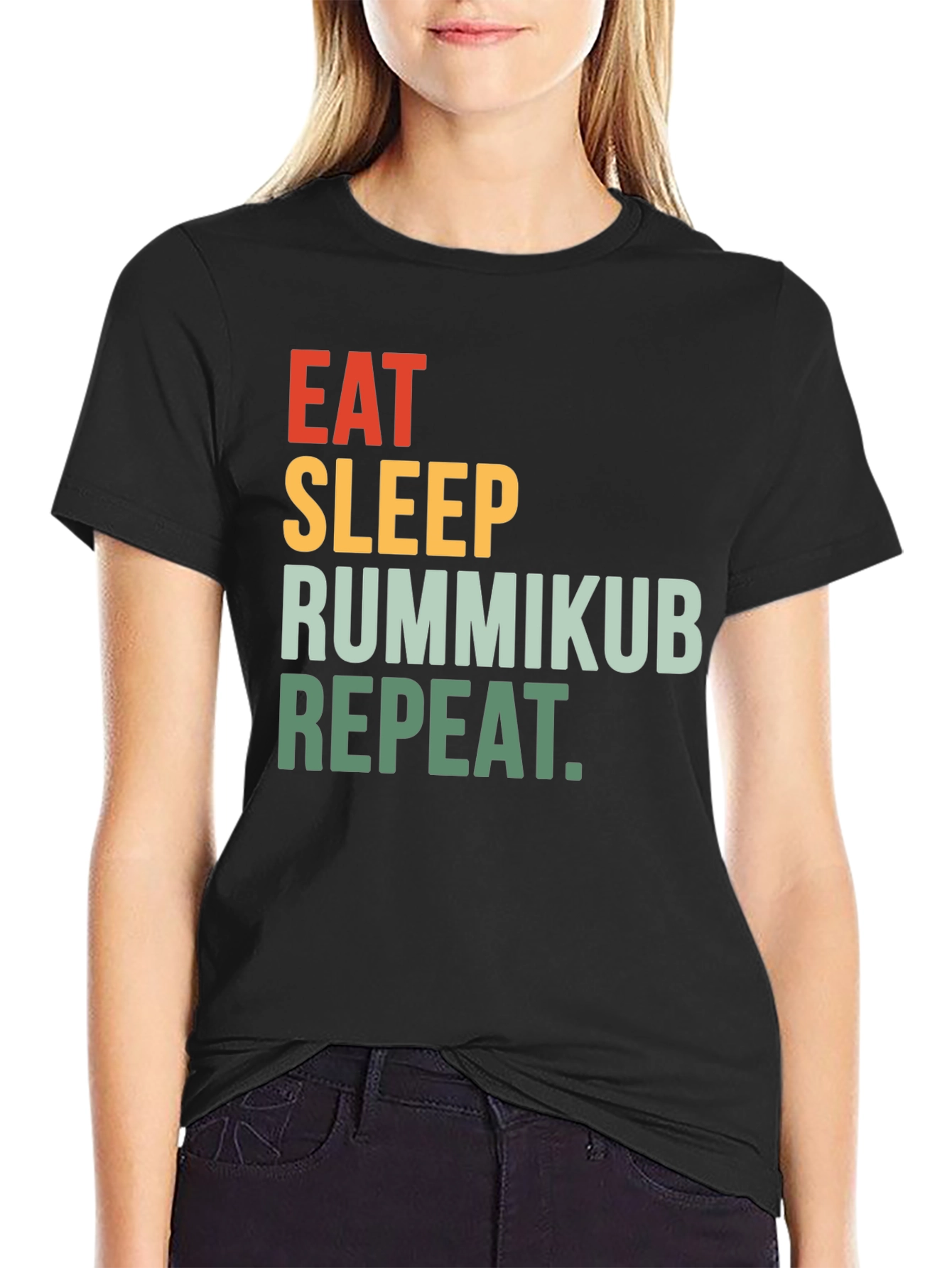 Eat Sleep Rummikub Repeat Black T-Shirt