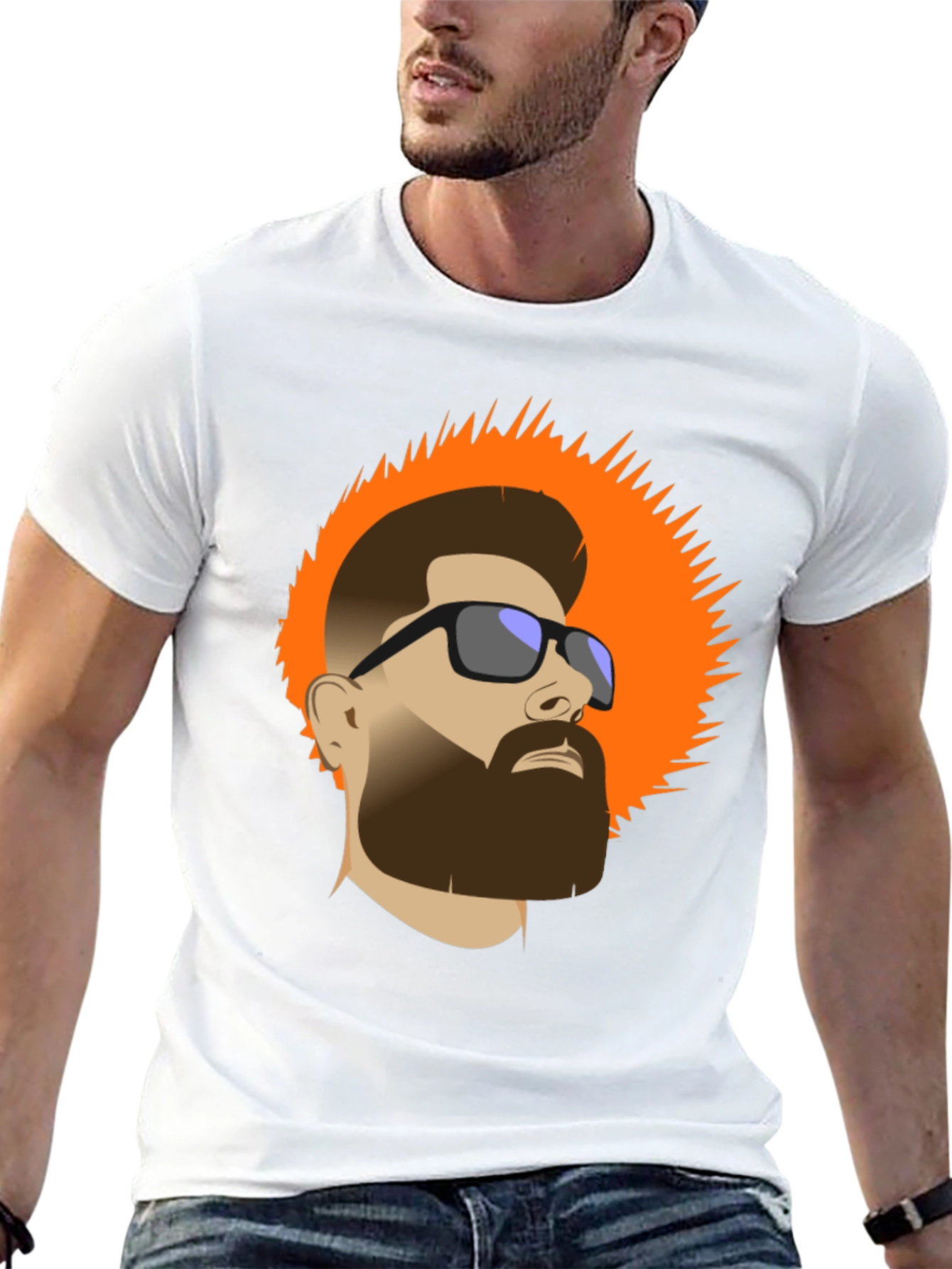 Bearded Man Graphic Tee - Cool Casual Style