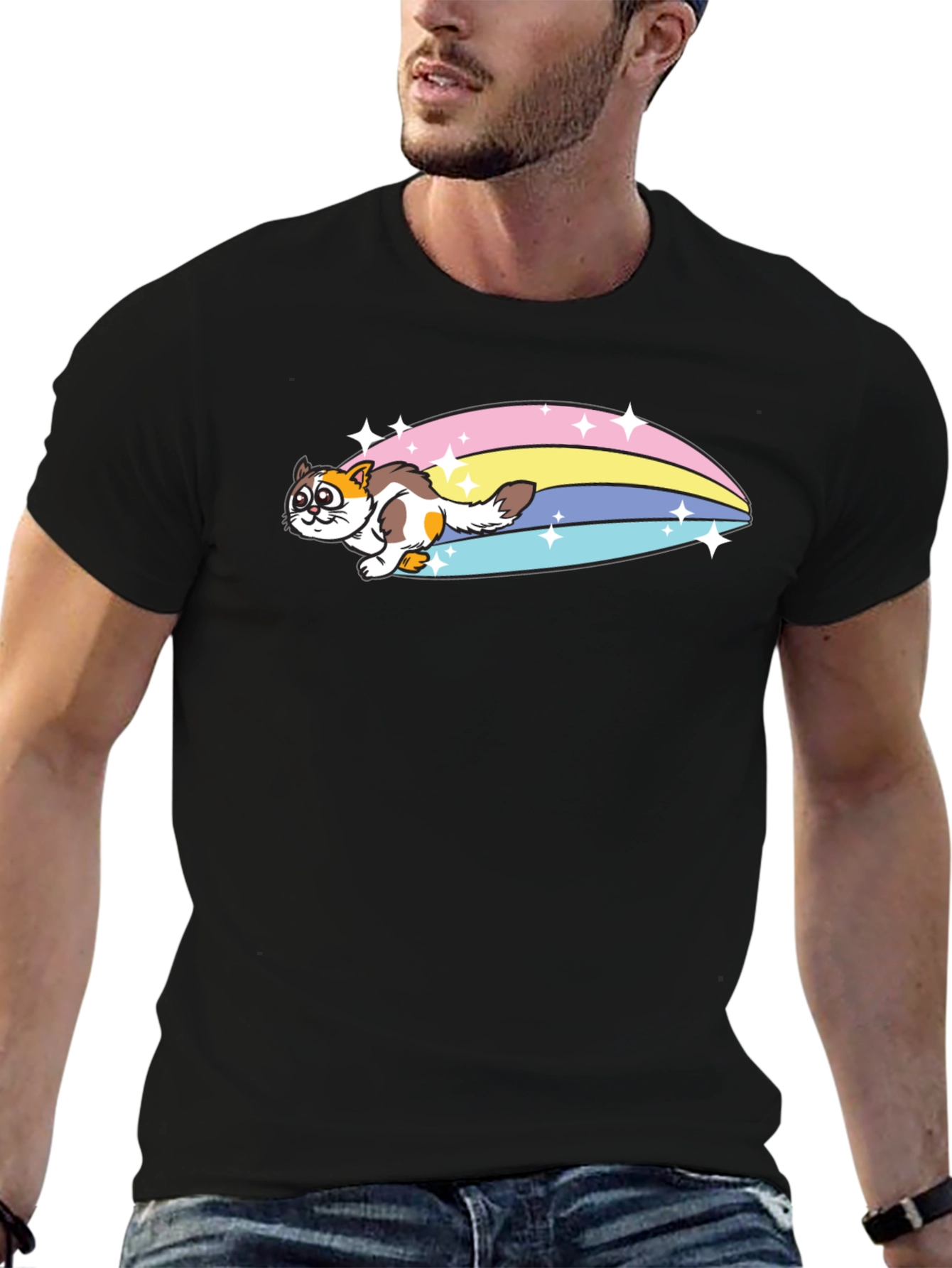 Rainbow Cat T-Shirt - Fun Graphic Tee