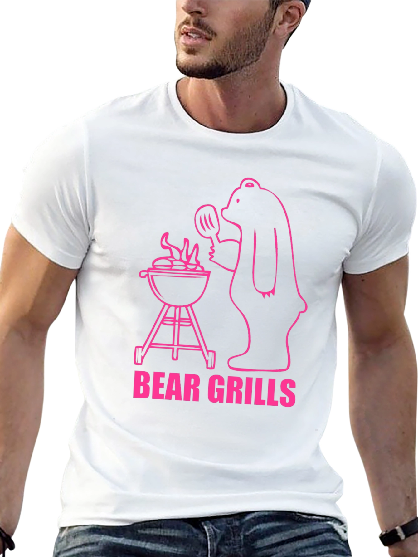 Bear Grills Graphic T-Shirt - Funny BBQ Bear