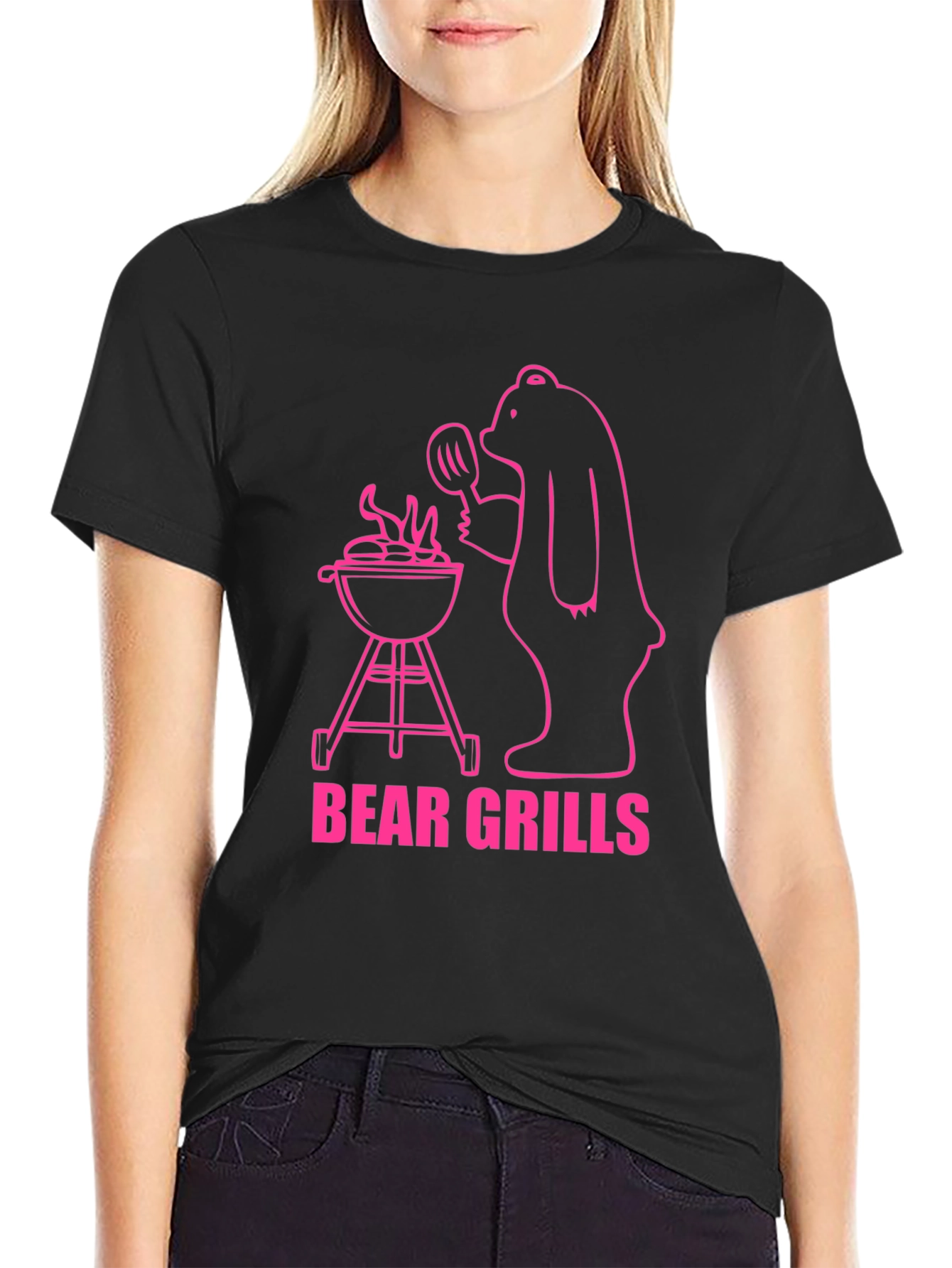 Bear Grills Graphic T-Shirt - Funny BBQ Bear