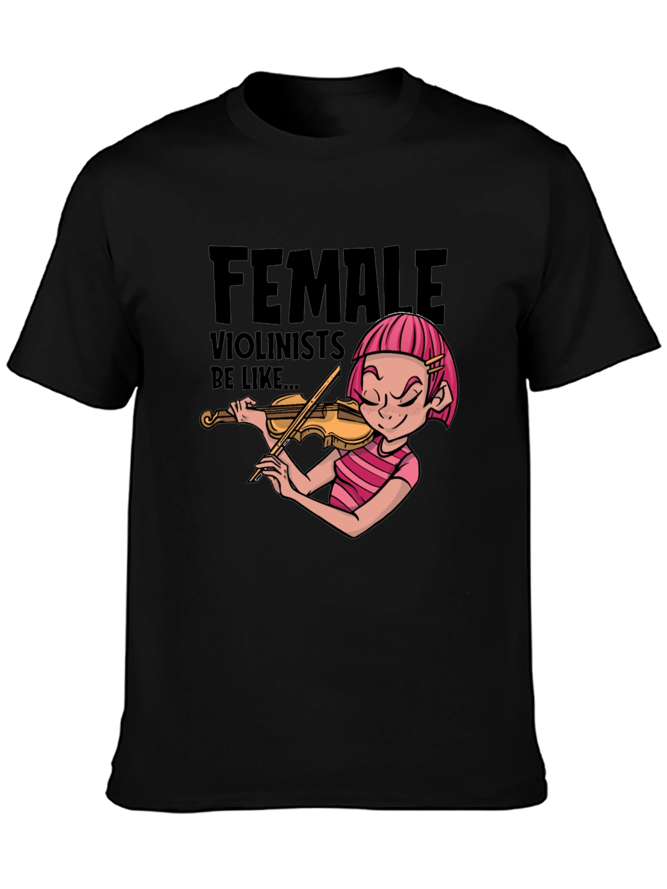 Female Violinist Cartoon Graphic Novelty T-Shirt