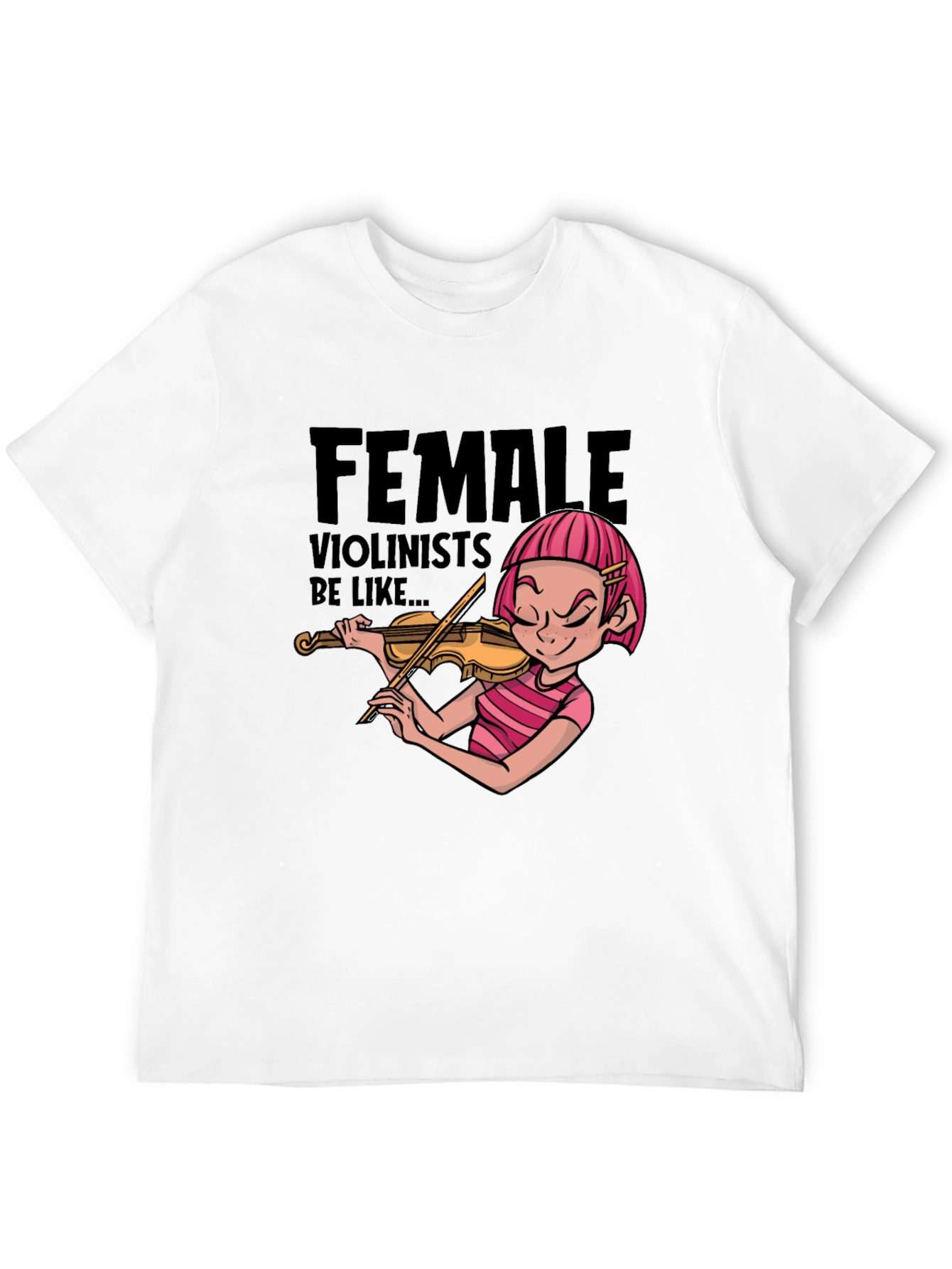 Female Violinist Cartoon Graphic Novelty T-Shirt