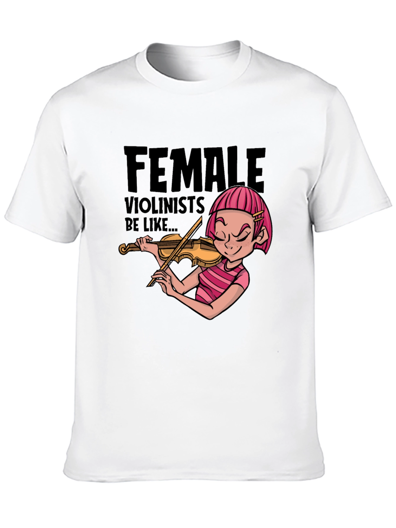 Female Violinist Cartoon Graphic Novelty T-Shirt