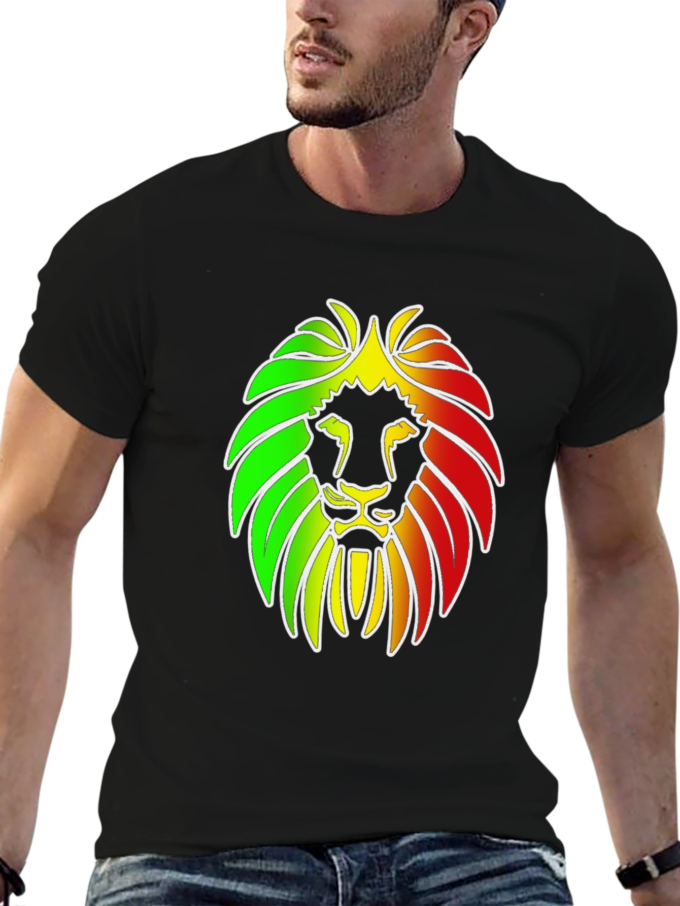 Rasta Lion Graphic Black T-Shirt - Reggae Style
