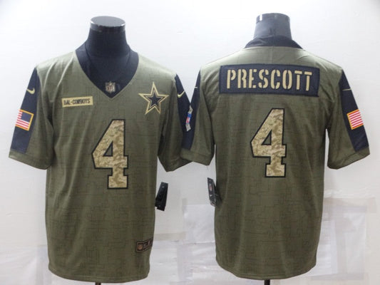 Men's Dallas Cowboys Dak Prescott #4 Brown Game Player Jerseys