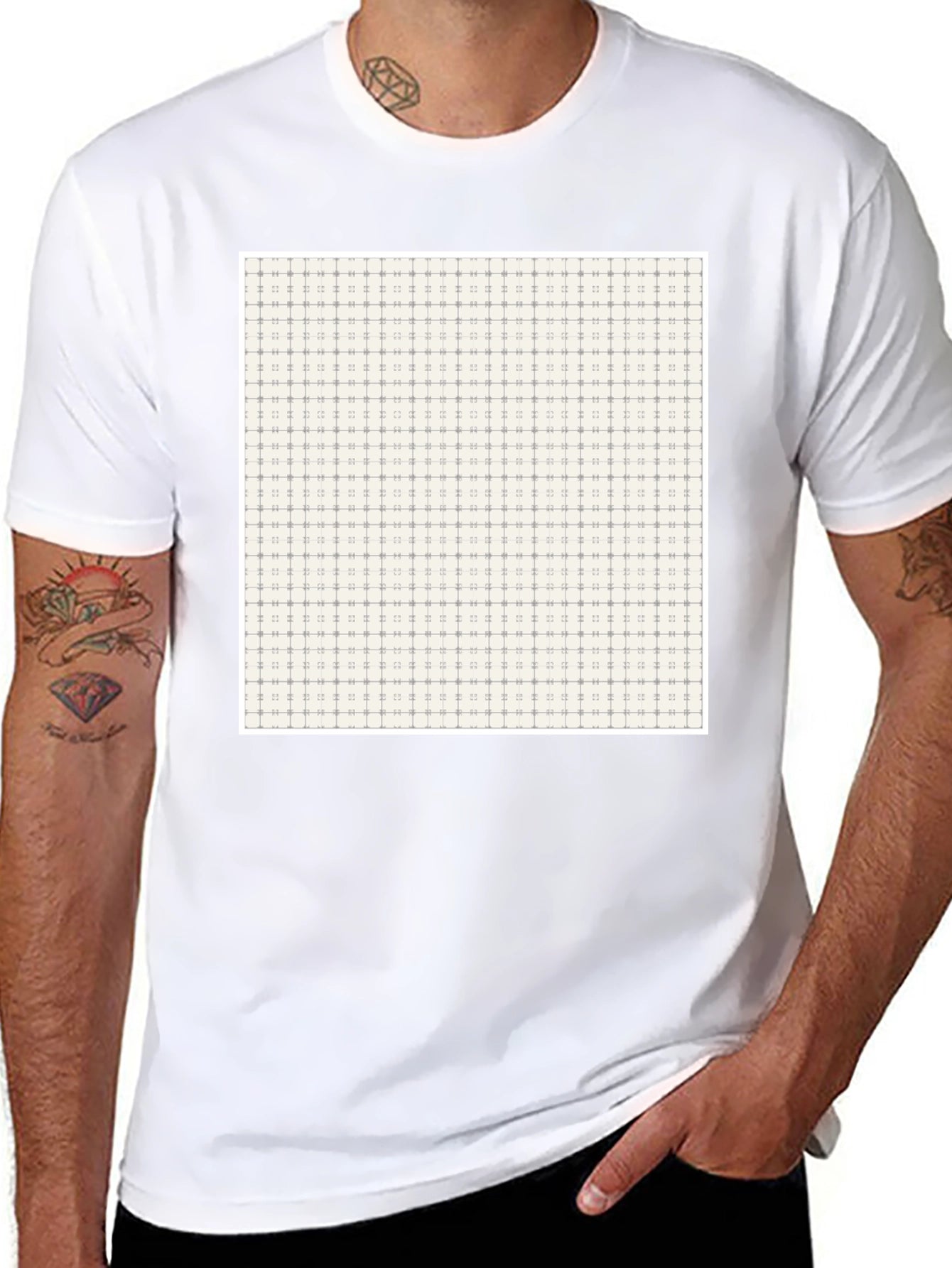 Patterned Crew Neck Tee - Modern Design