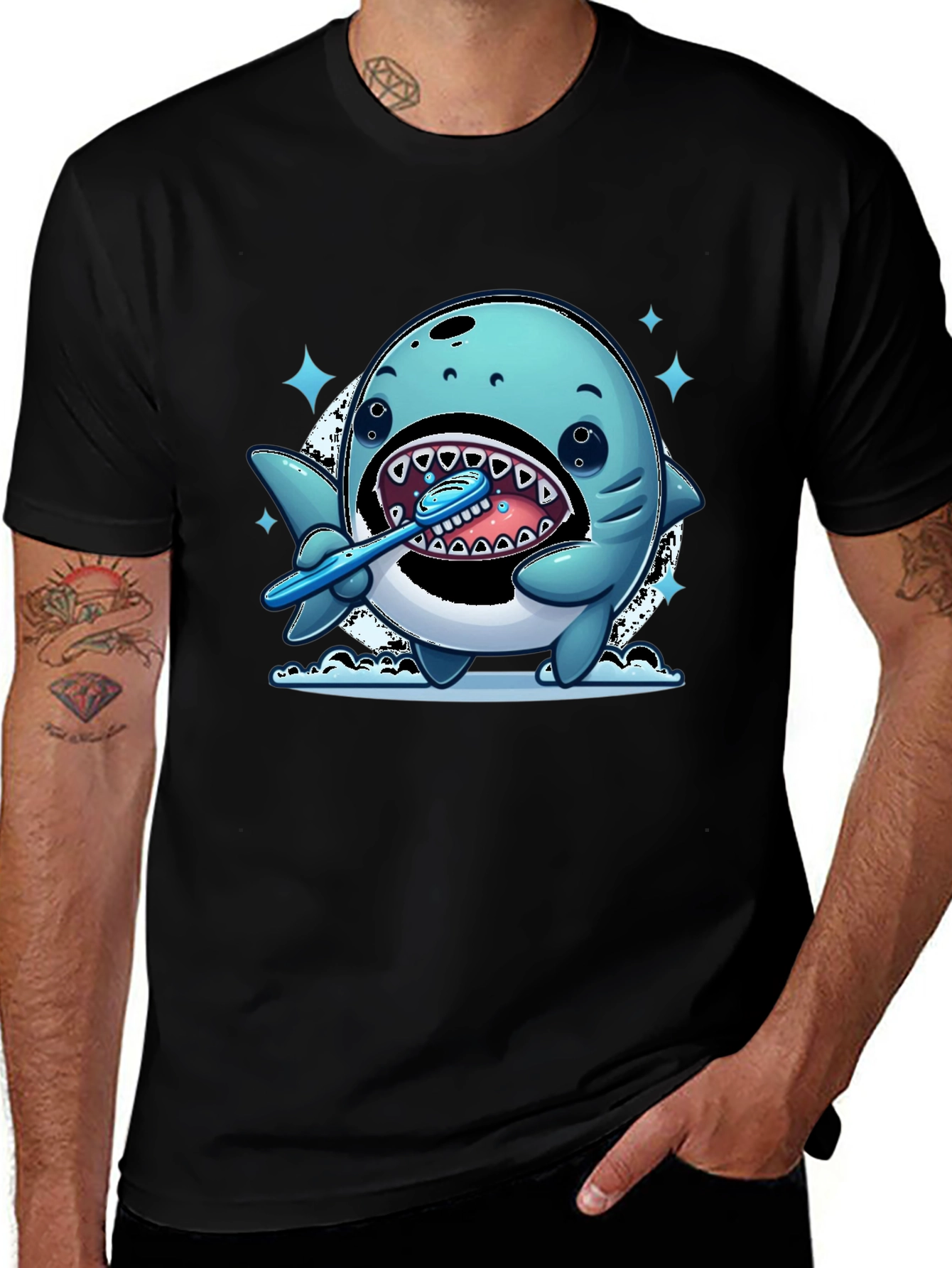 Shark Brushing Teeth Graphic Tee