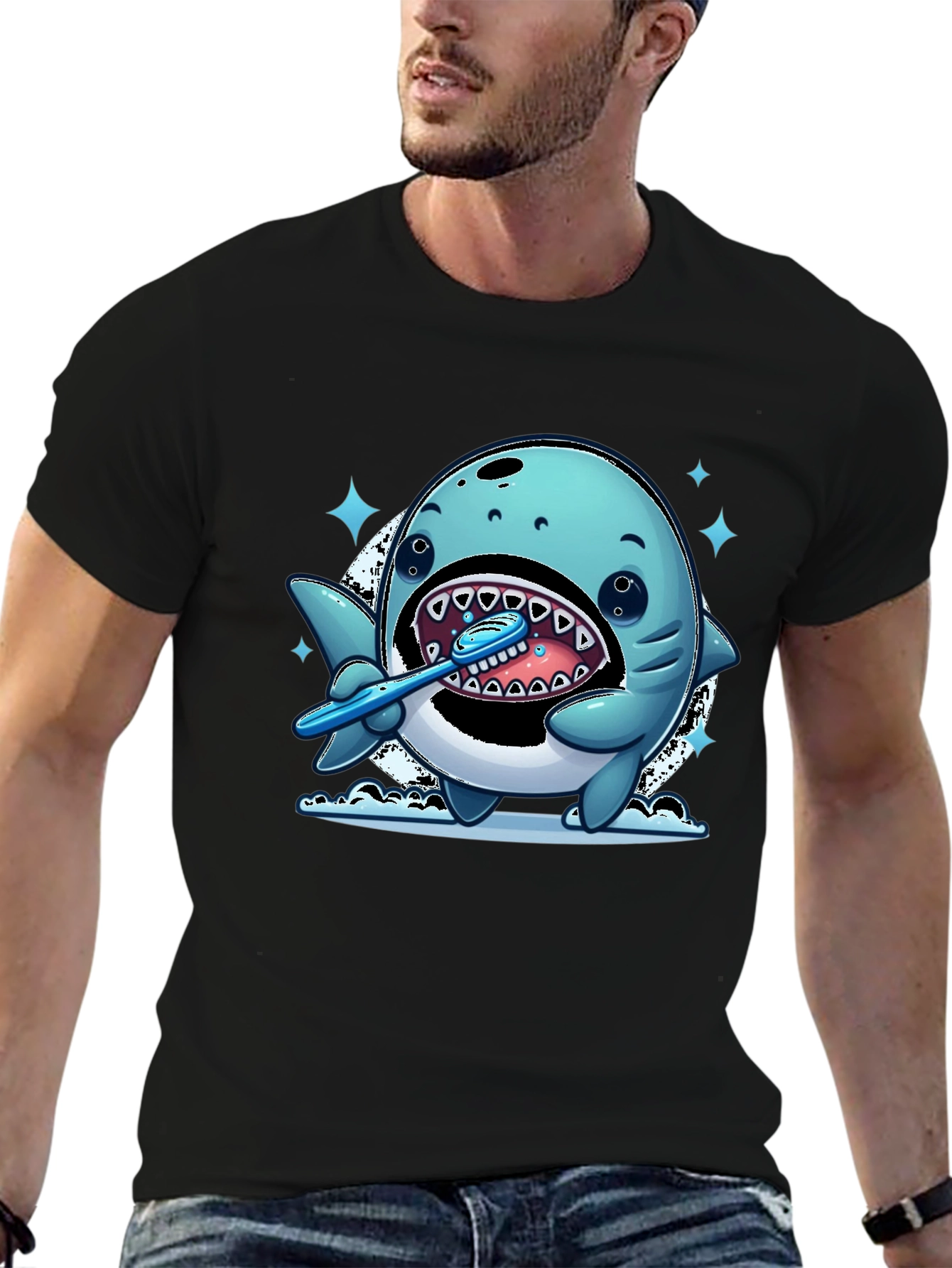 Shark Brushing Teeth Graphic Tee
