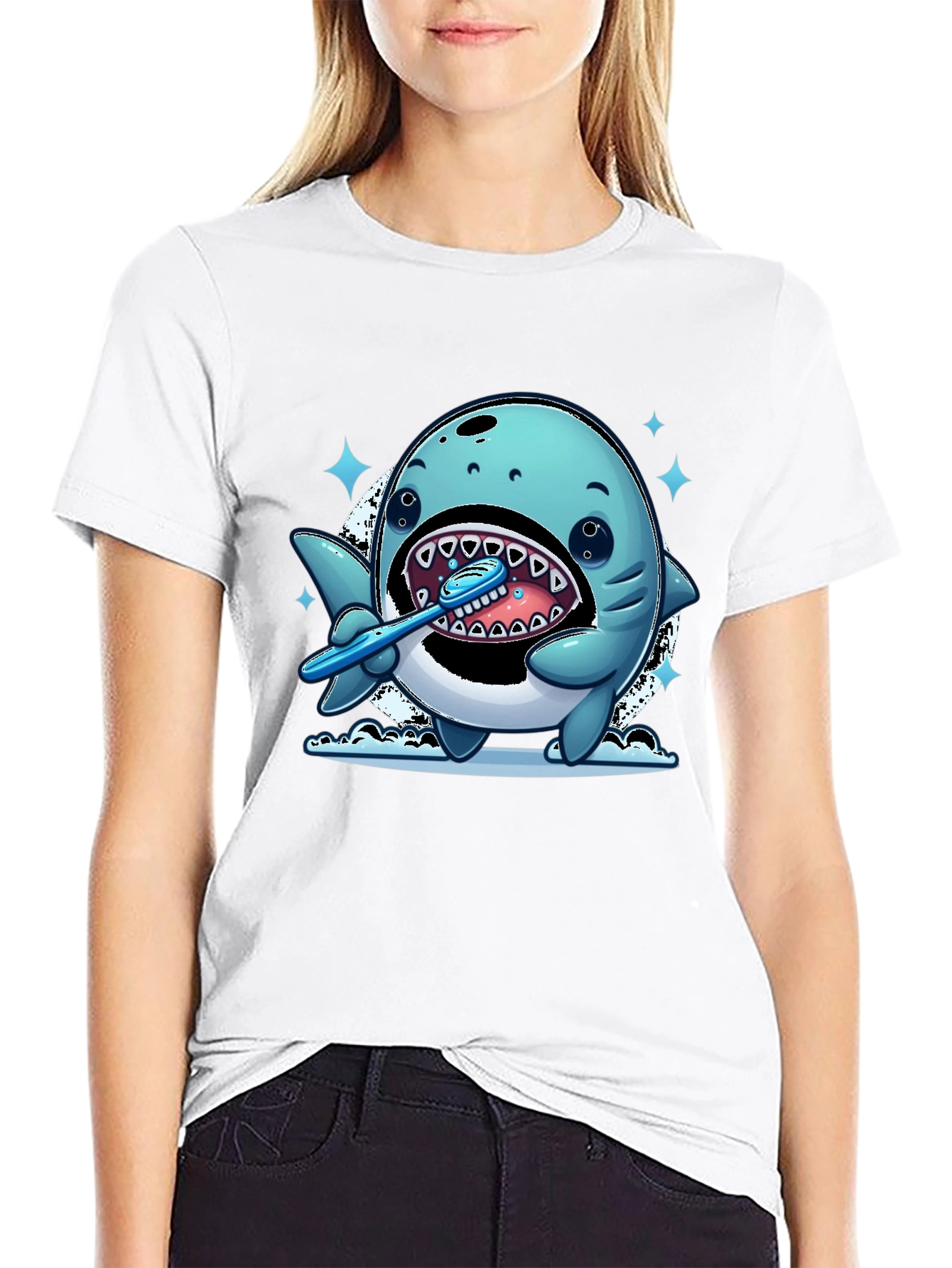 Shark Brushing Teeth Graphic Tee