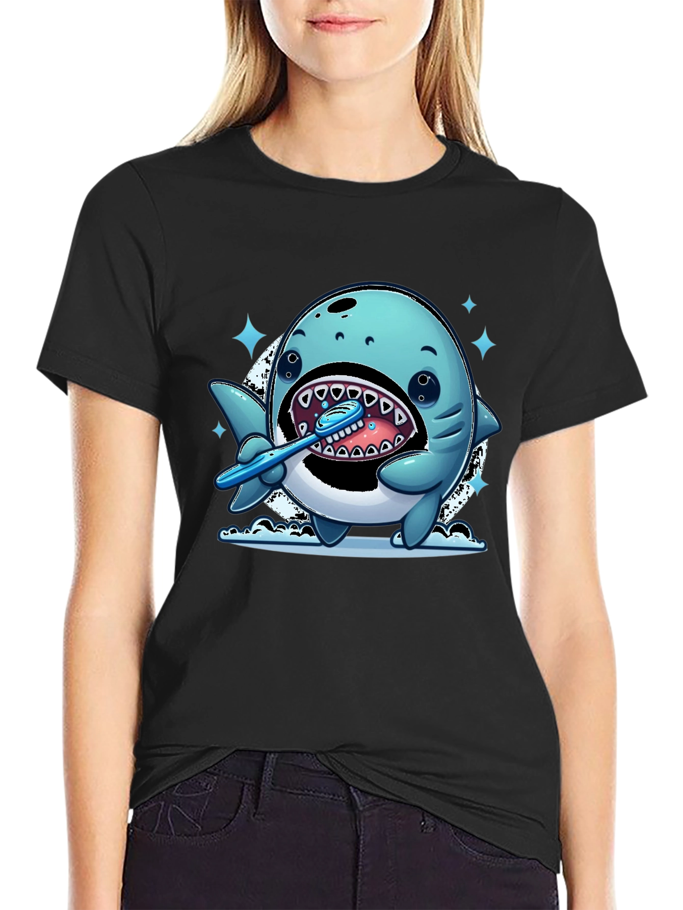 Shark Brushing Teeth Graphic Tee