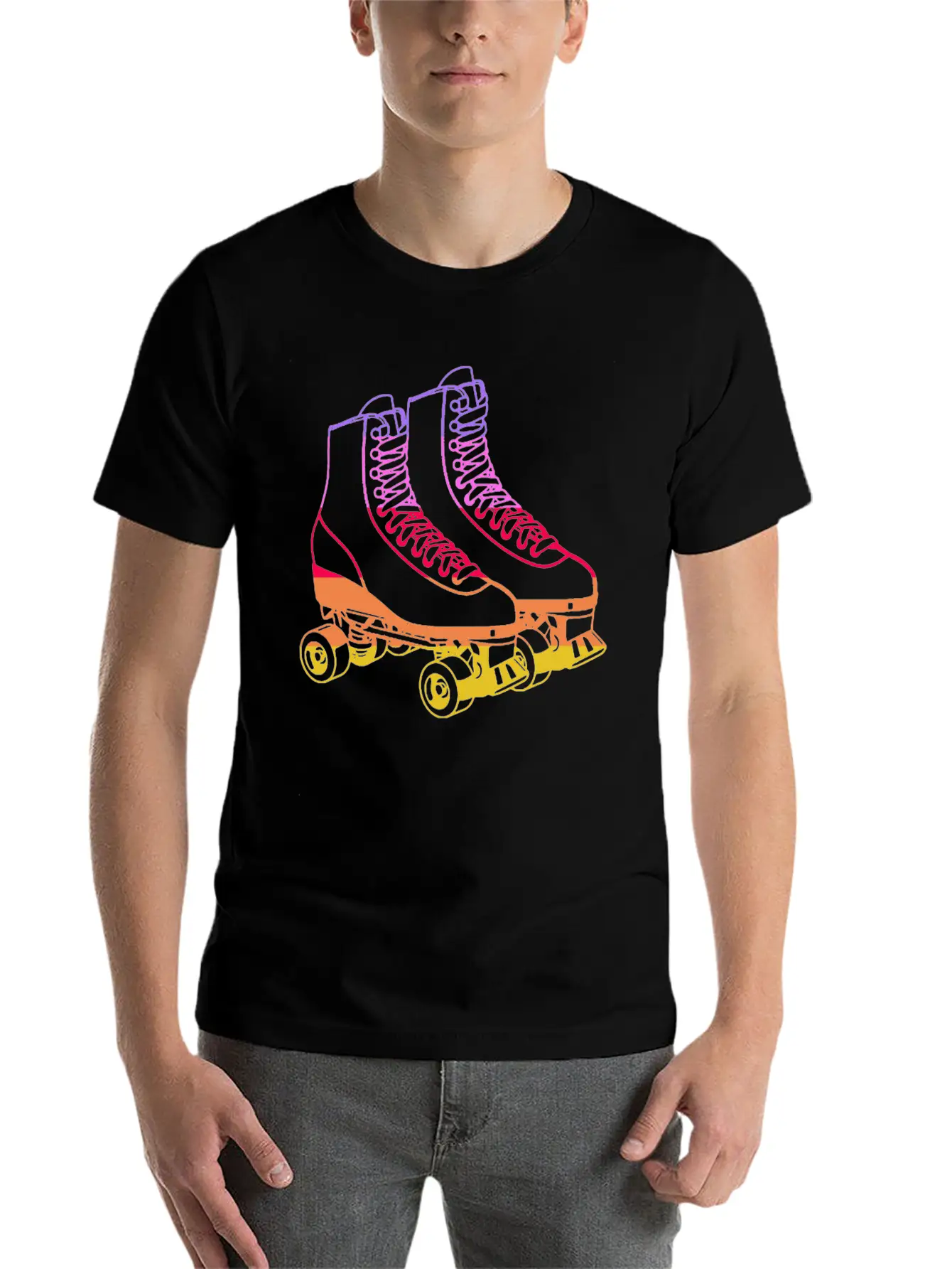 70s Roller Skate Disco Unisex Short Sleeve Soft Cotton T-Shirt – Casual Everyday Wear